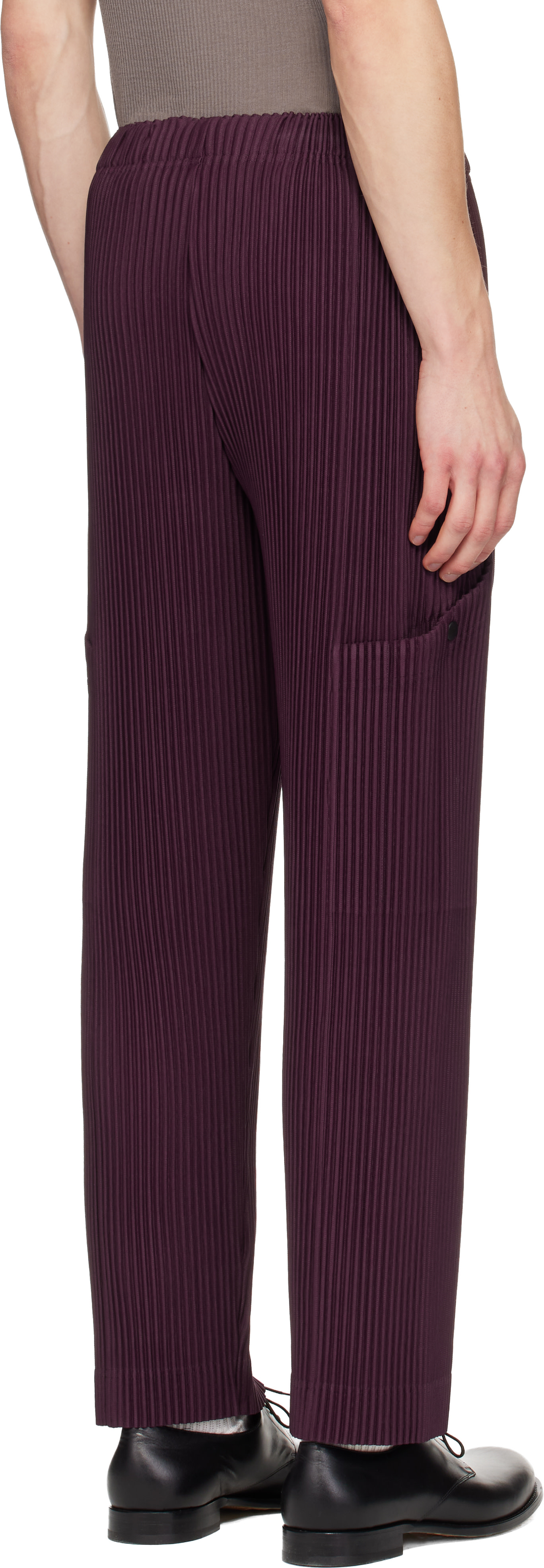 HOMME PLISSÉ ISSEY MIYAKE: Burgundy Quarry Trousers | SSENSE