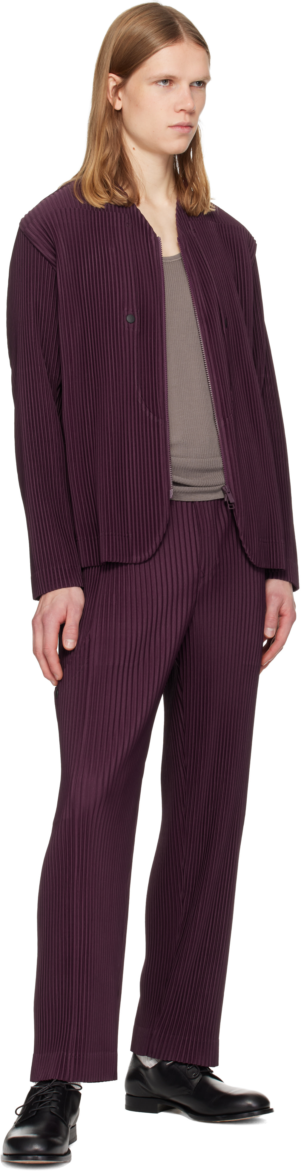 HOMME PLISSÉ ISSEY MIYAKE: Burgundy Quarry Trousers | SSENSE