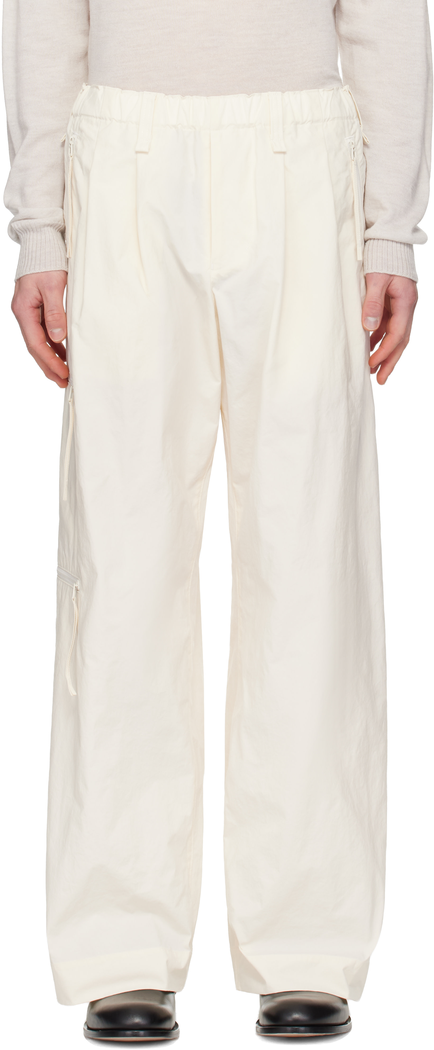 HOMME PLISSÉ ISSEY MIYAKE: Off-White Quarry Trousers | SSENSE