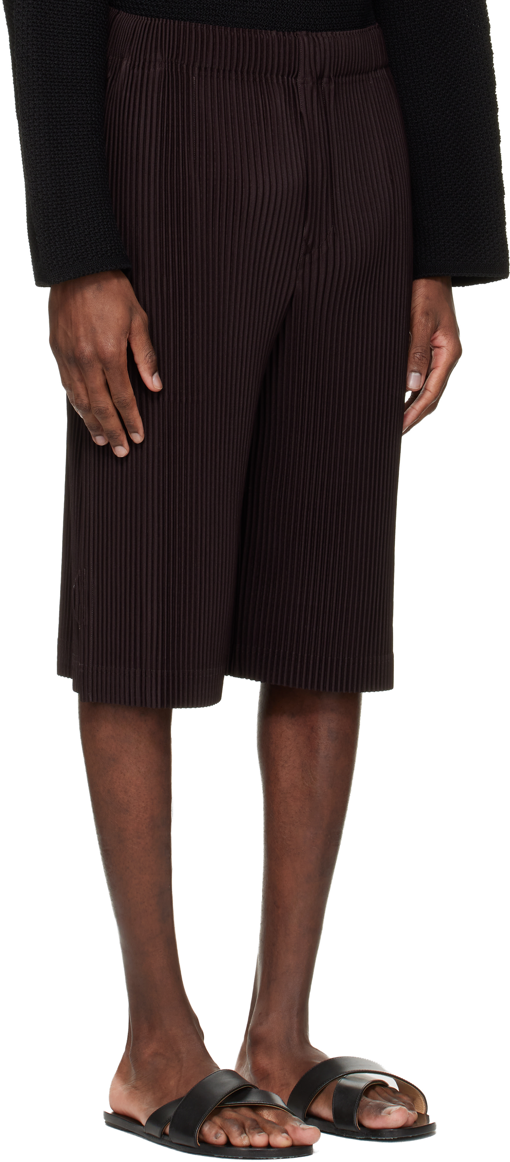 HOMME PLISSÉ ISSEY MIYAKE: Brown Wear Or Wrap Shorts | SSENSE