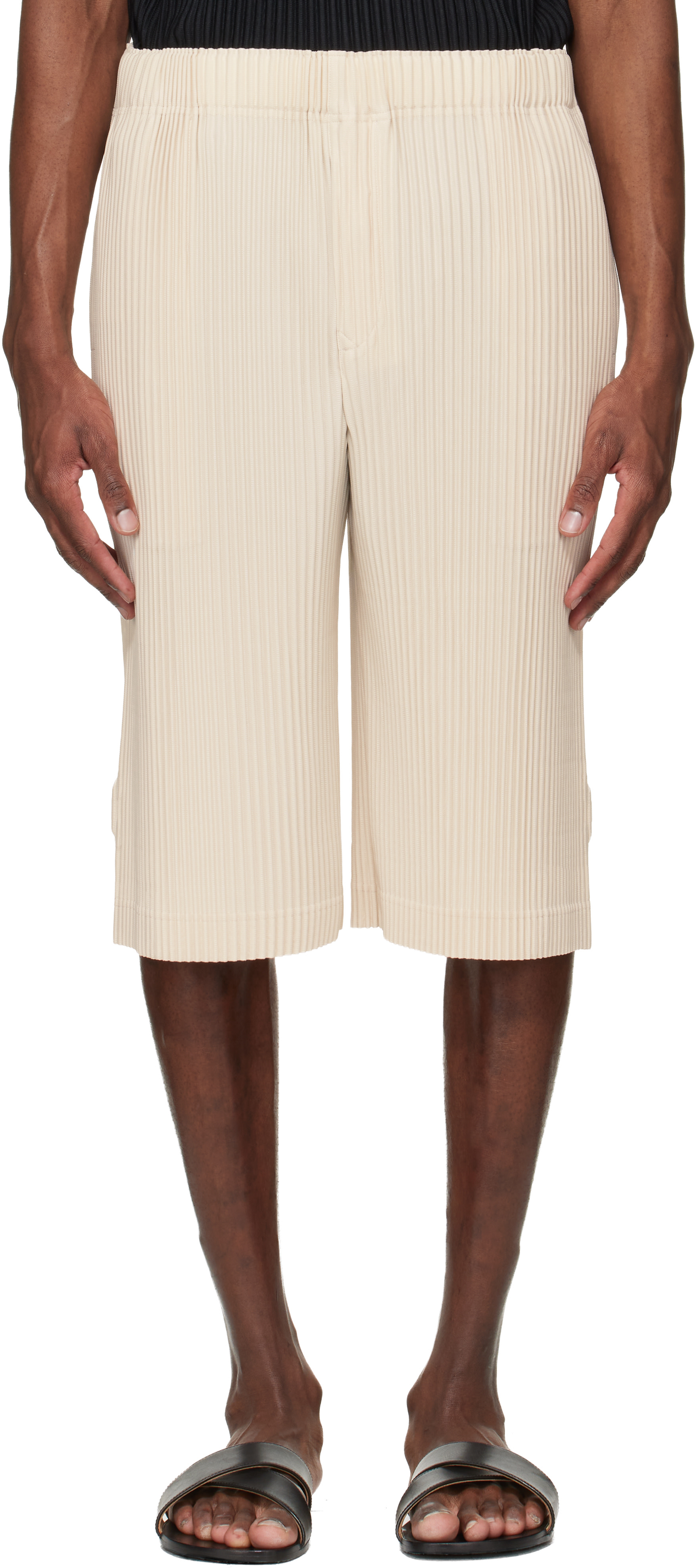 HOMME PLISSÉ ISSEY MIYAKE: Beige Wear Or Wrap Shorts | SSENSE