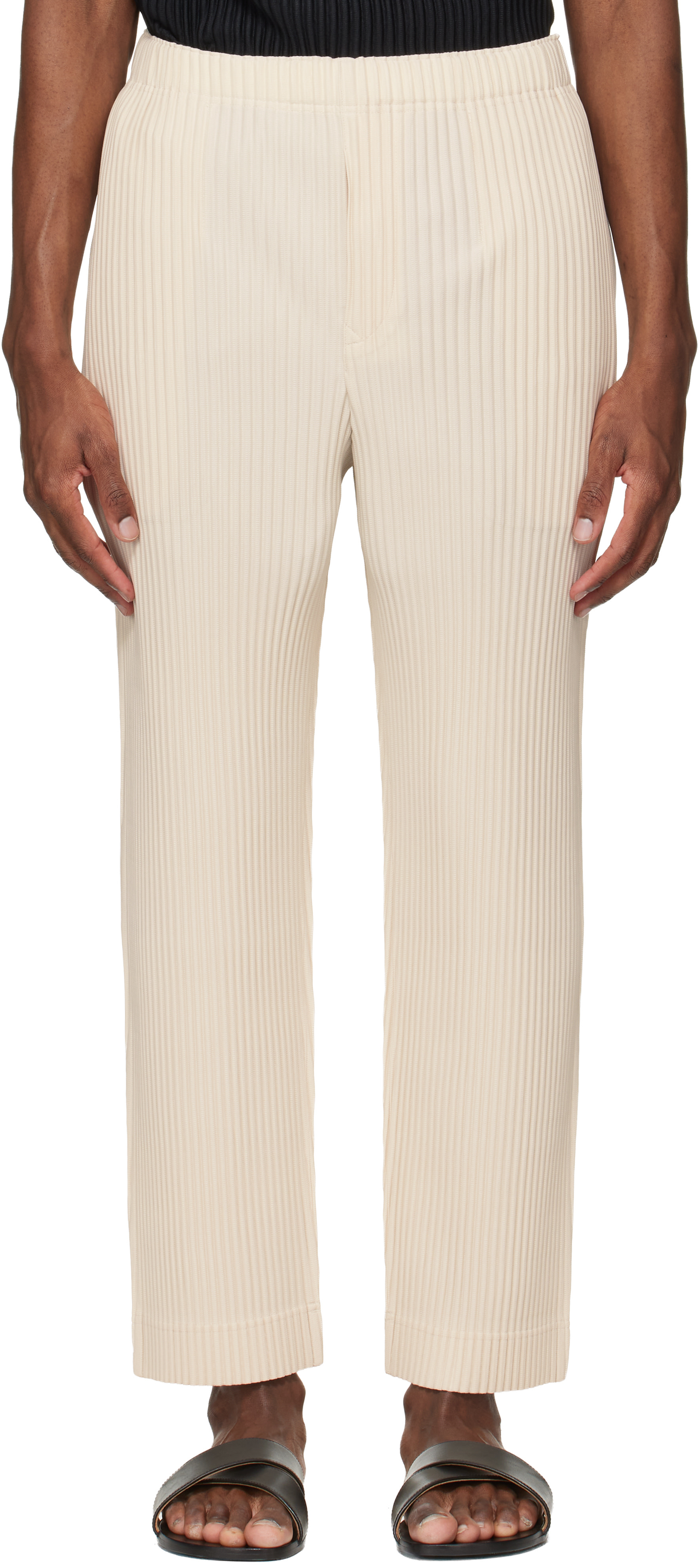 HOMME PLISSÉ ISSEY MIYAKE: Beige Monthly Colors March Trousers