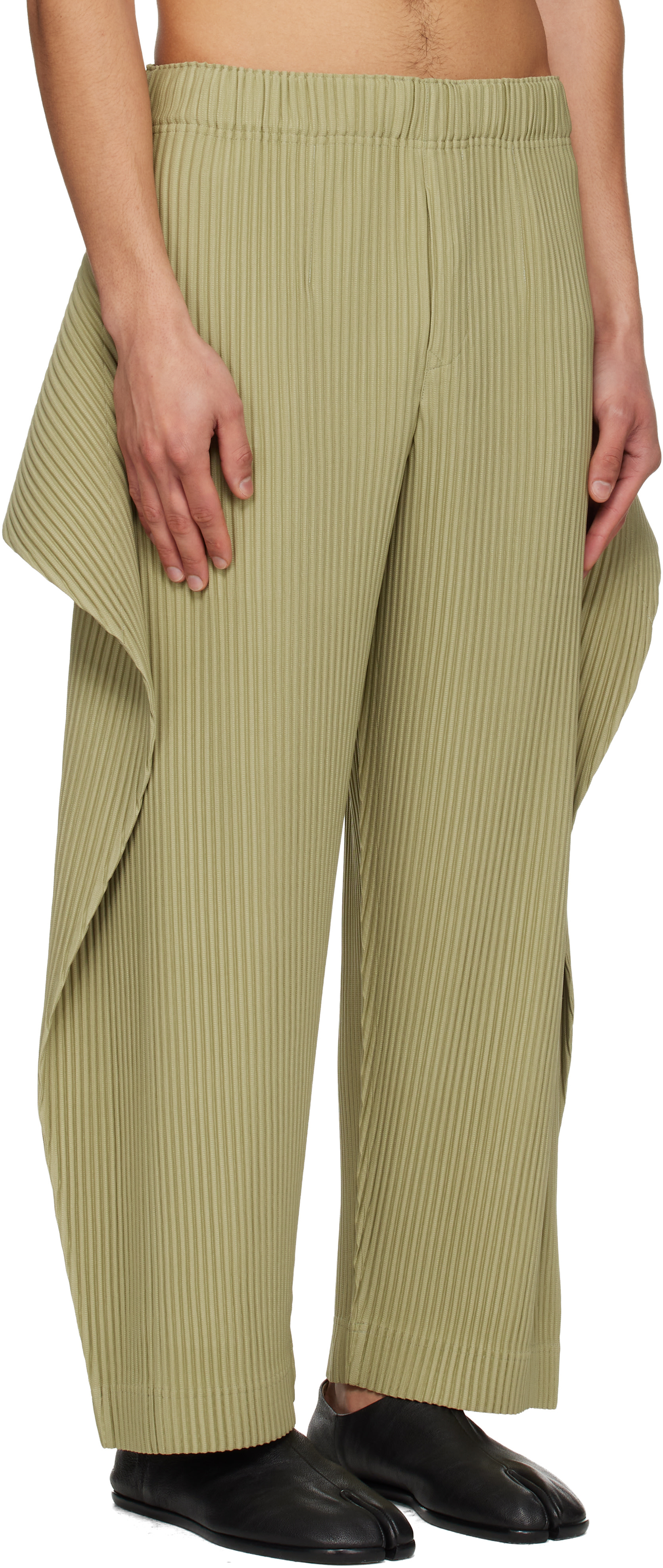 HOMME PLISSÉ ISSEY MIYAKE: Beige Cover And Fold Trousers | SSENSE