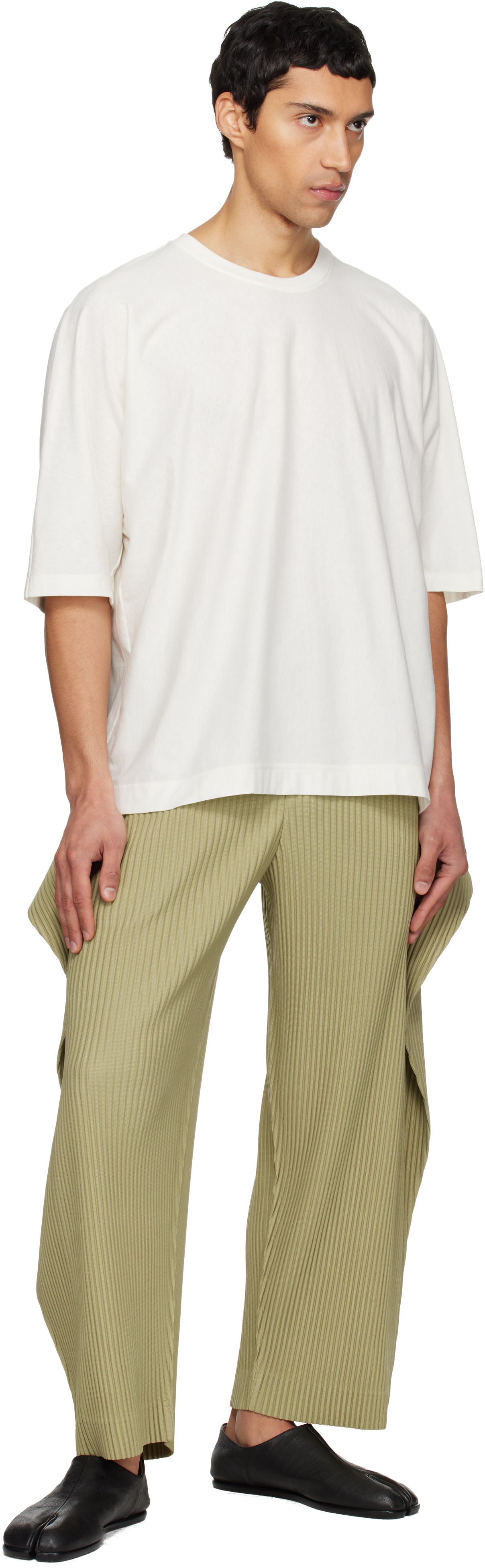 HOMME PLISSÉ ISSEY MIYAKE: Beige Cover And Fold Trousers | SSENSE