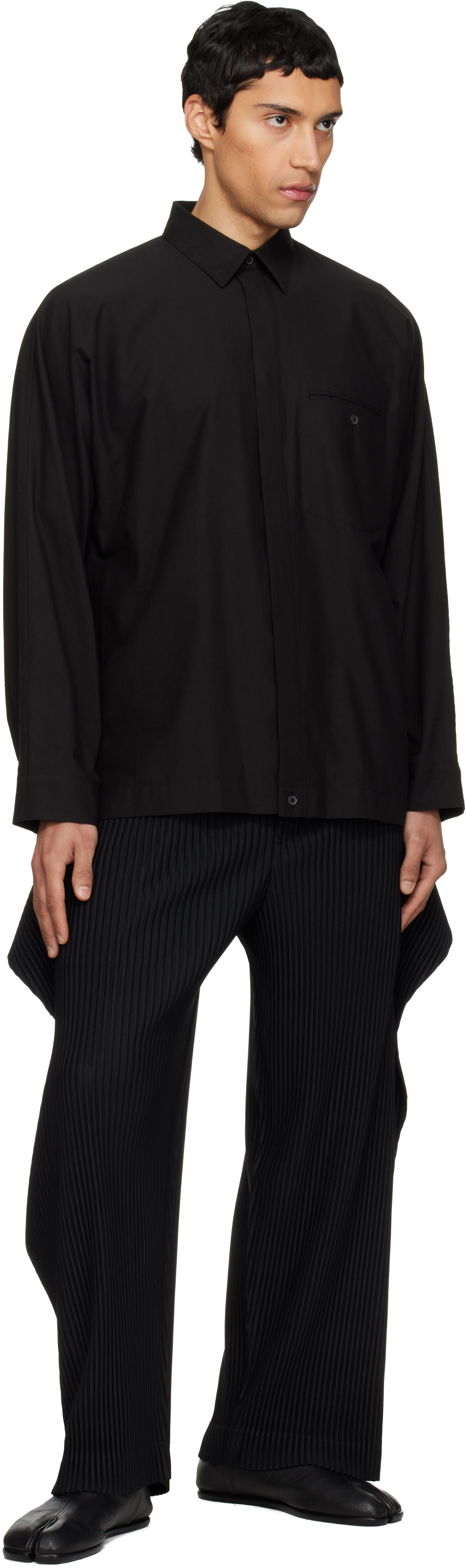 HOMME PLISSÉ ISSEY MIYAKE: Black Cover And Fold Trousers | SSENSE