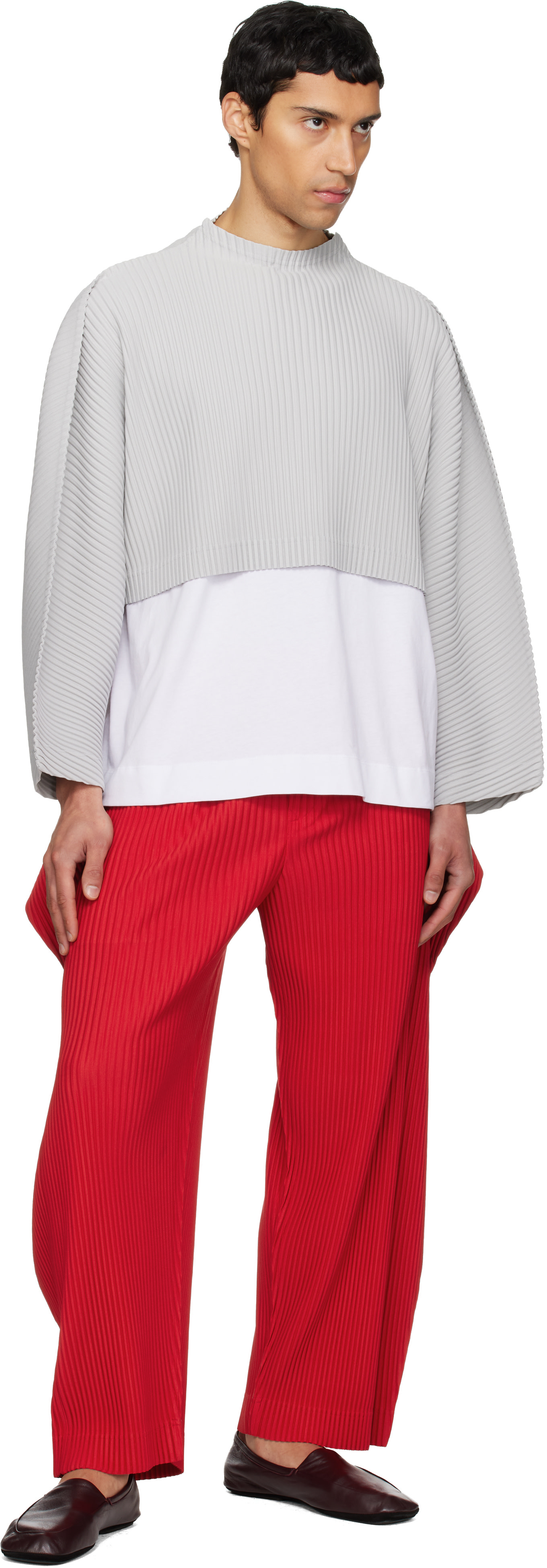 HOMME PLISSÉ ISSEY MIYAKE: Red Cover And Fold Trousers | SSENSE