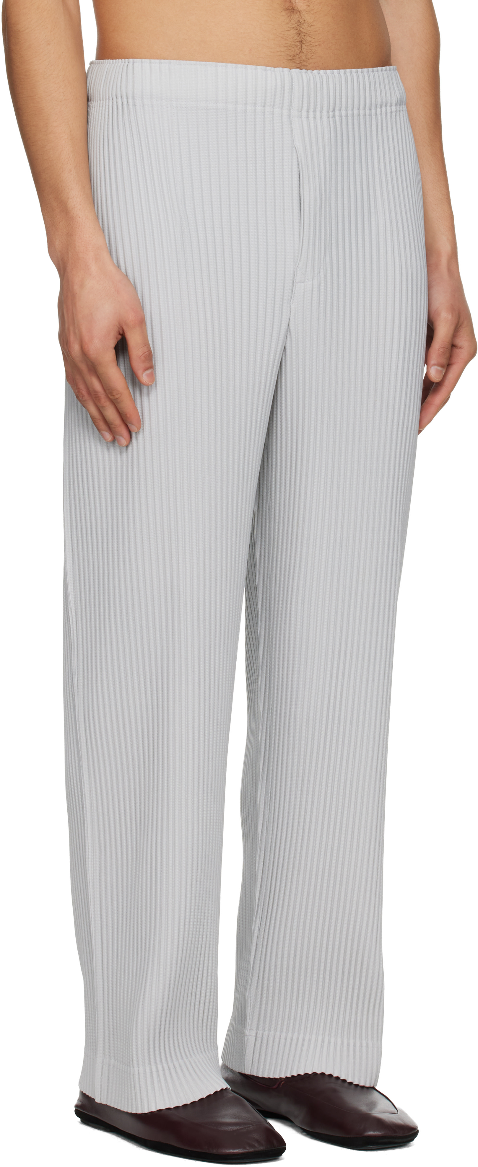 HOMME PLISSÉ ISSEY MIYAKE: Gray Color Pleats 1 Trousers | SSENSE