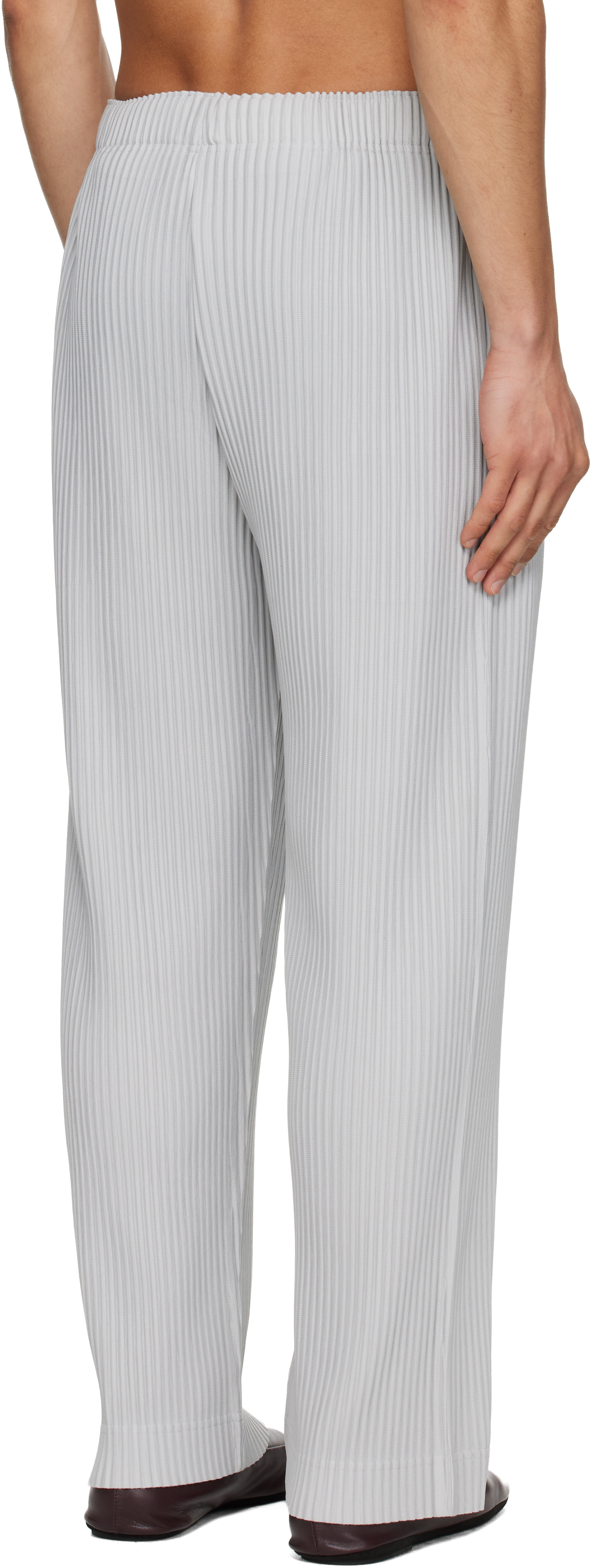 HOMME PLISSÉ ISSEY MIYAKE: Gray Color Pleats 1 Trousers | SSENSE