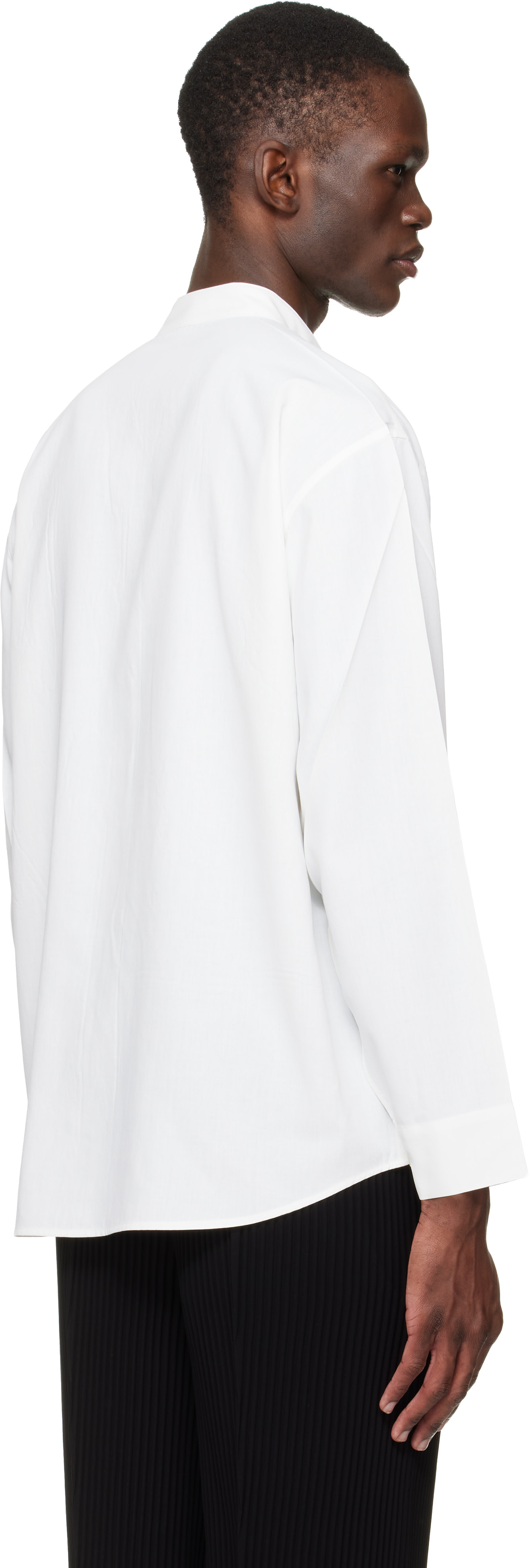 HOMME PLISSÉ ISSEY MIYAKE: White Embroidery Press Shirt | SSENSE