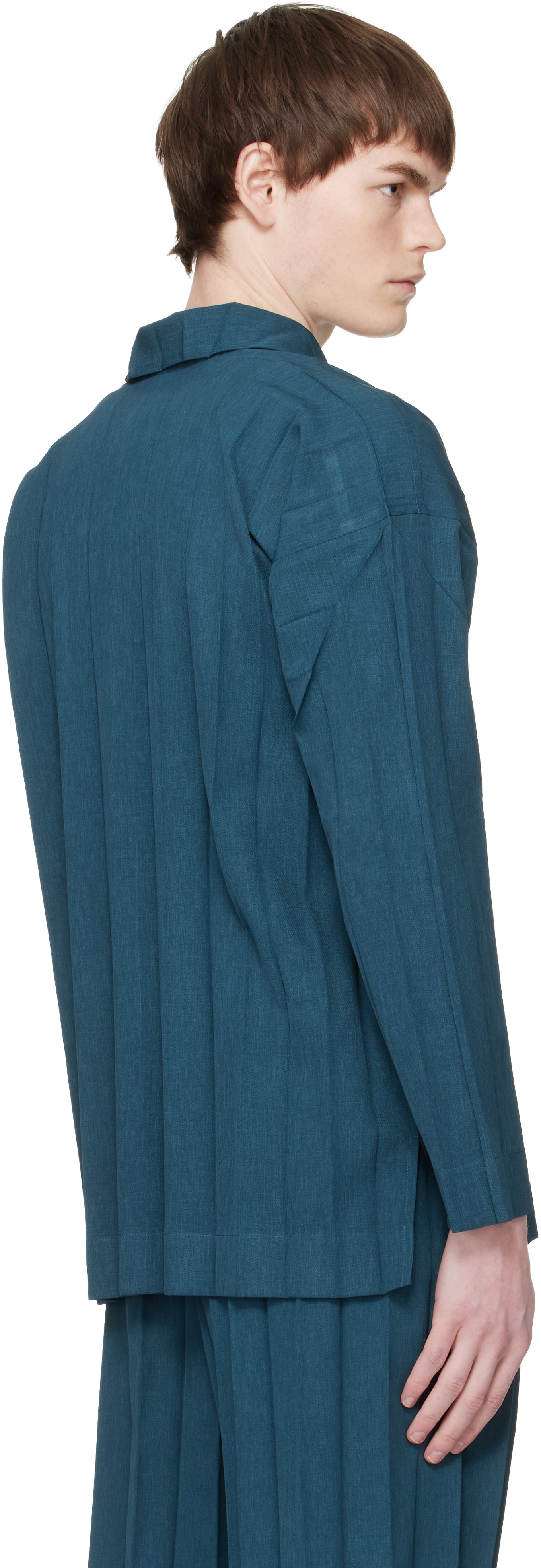 HOMME PLISSÉ ISSEY MIYAKE: Navy Edge Ensemble Shirt | SSENSE Singapore