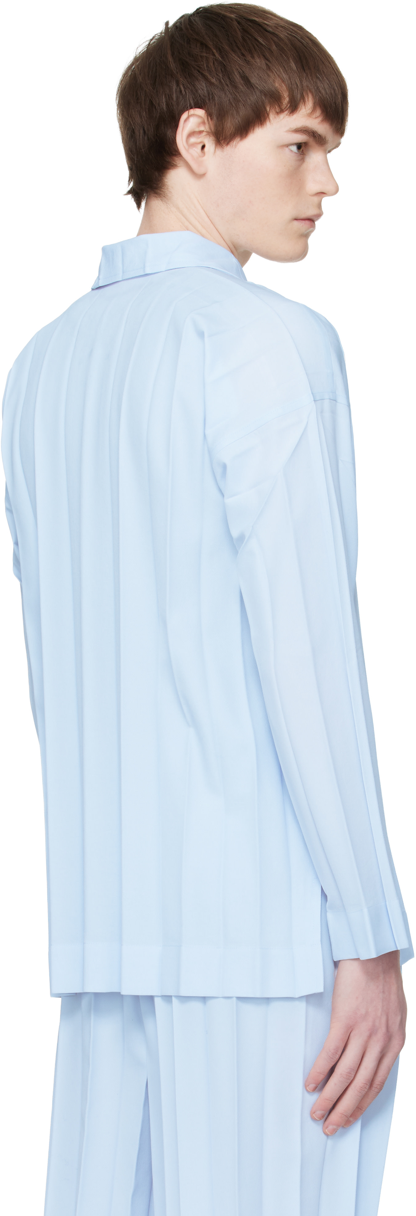 HOMME PLISSÉ ISSEY MIYAKE: Blue Edge Ensemble Shirt | SSENSE