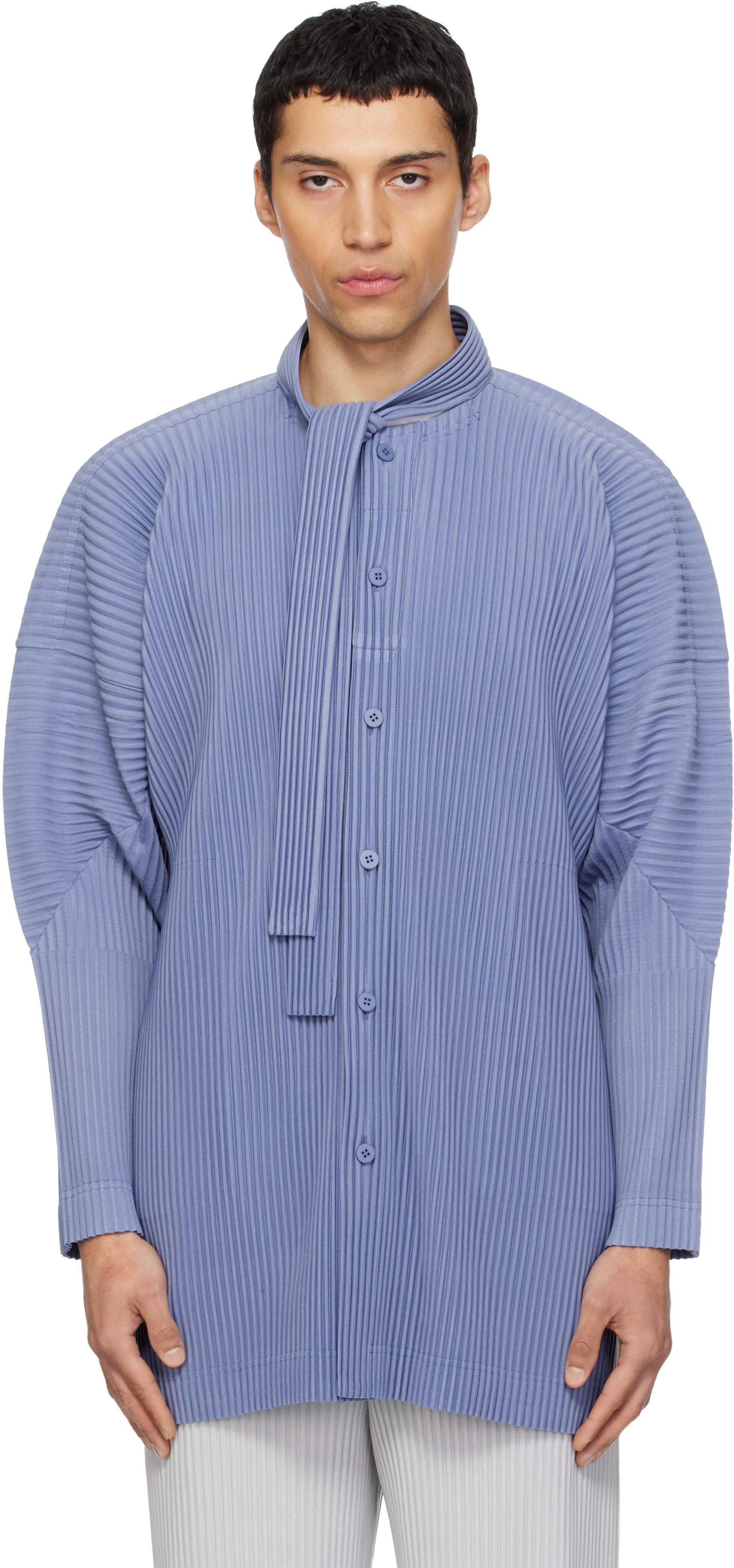 HOMME PLISSÉ ISSEY MIYAKE: Blue Monthly Colors February Shirt | SSENSE
