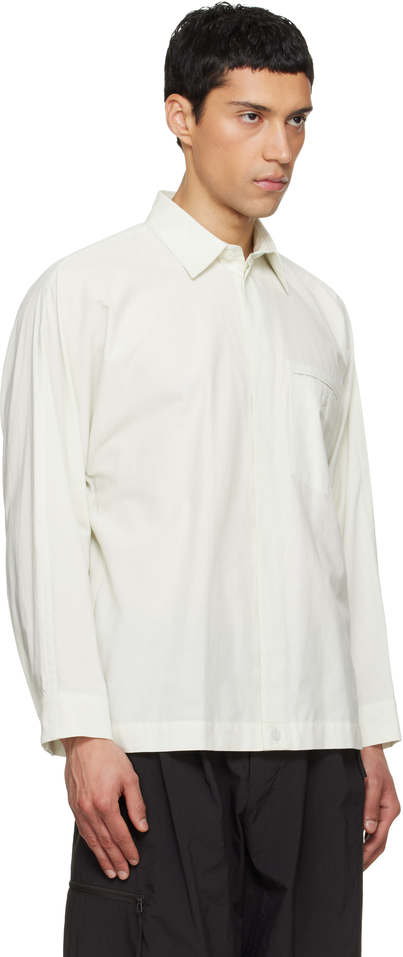 HOMME PLISSÉ ISSEY MIYAKE: Green Streamline Shirt | SSENSE HOMME PLISSÉ ISSEY MIYAKE: Green Streamline Shirt | SSENSE