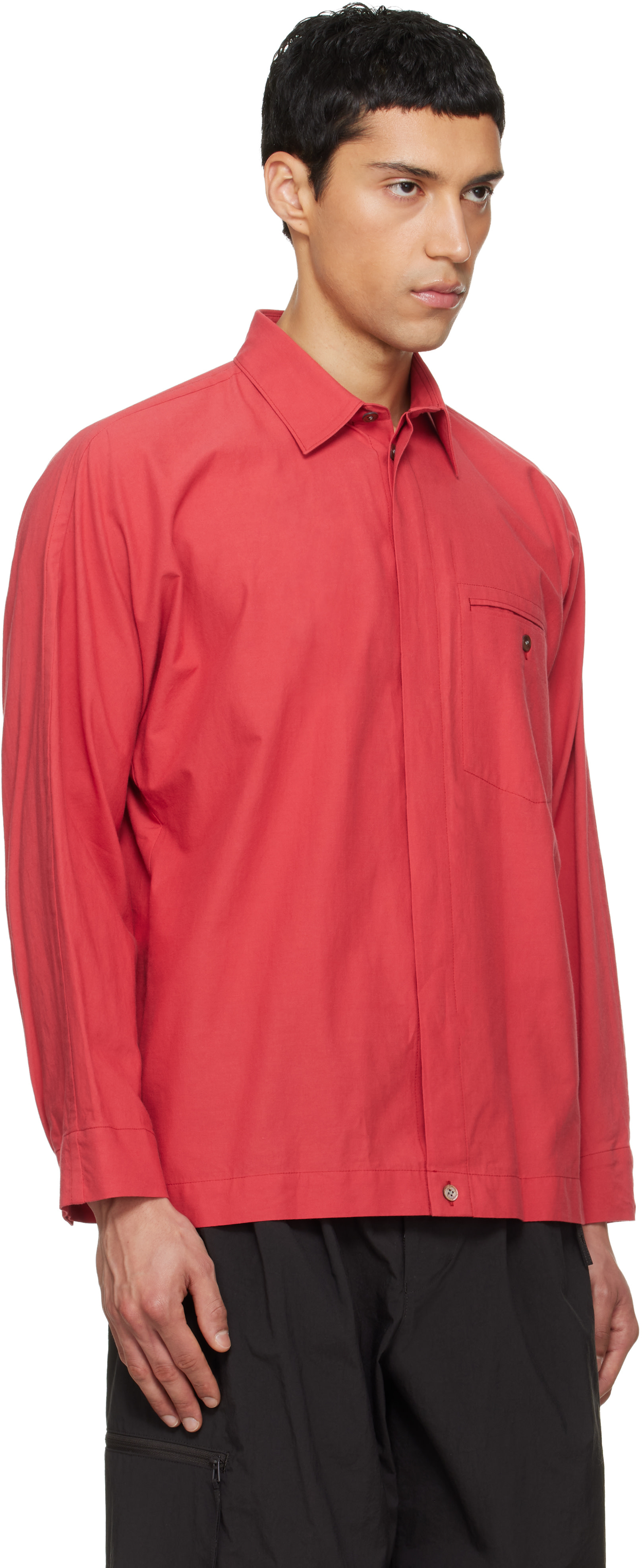HOMME PLISSÉ ISSEY MIYAKE: Red Streamline Shirt | SSENSE