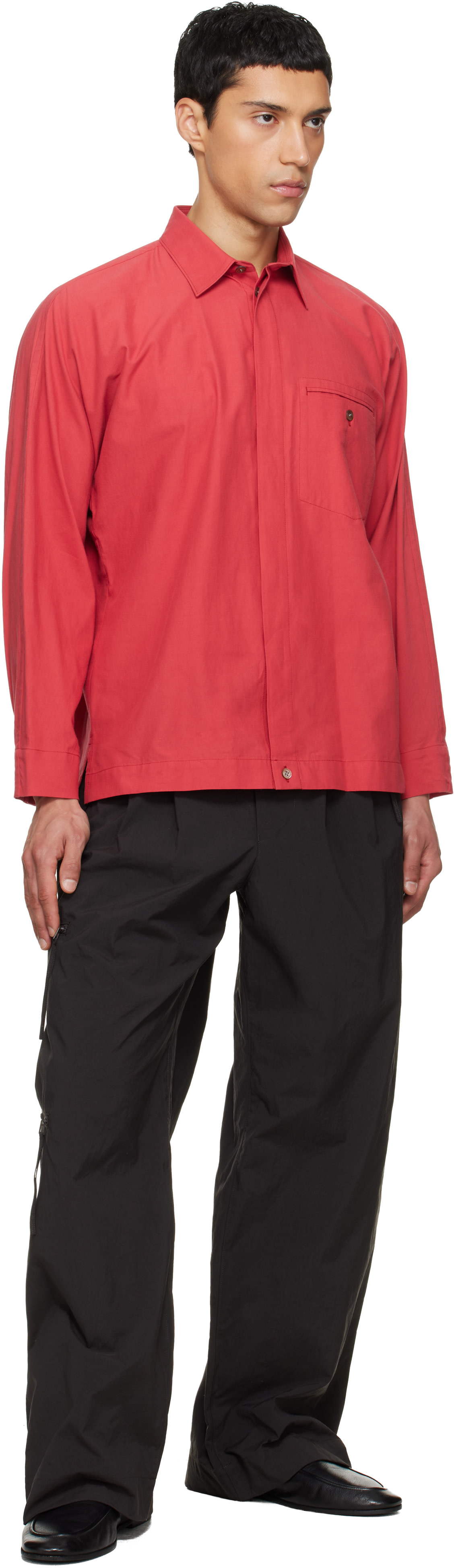 HOMME PLISSÉ ISSEY MIYAKE: Red Streamline Shirt | SSENSE