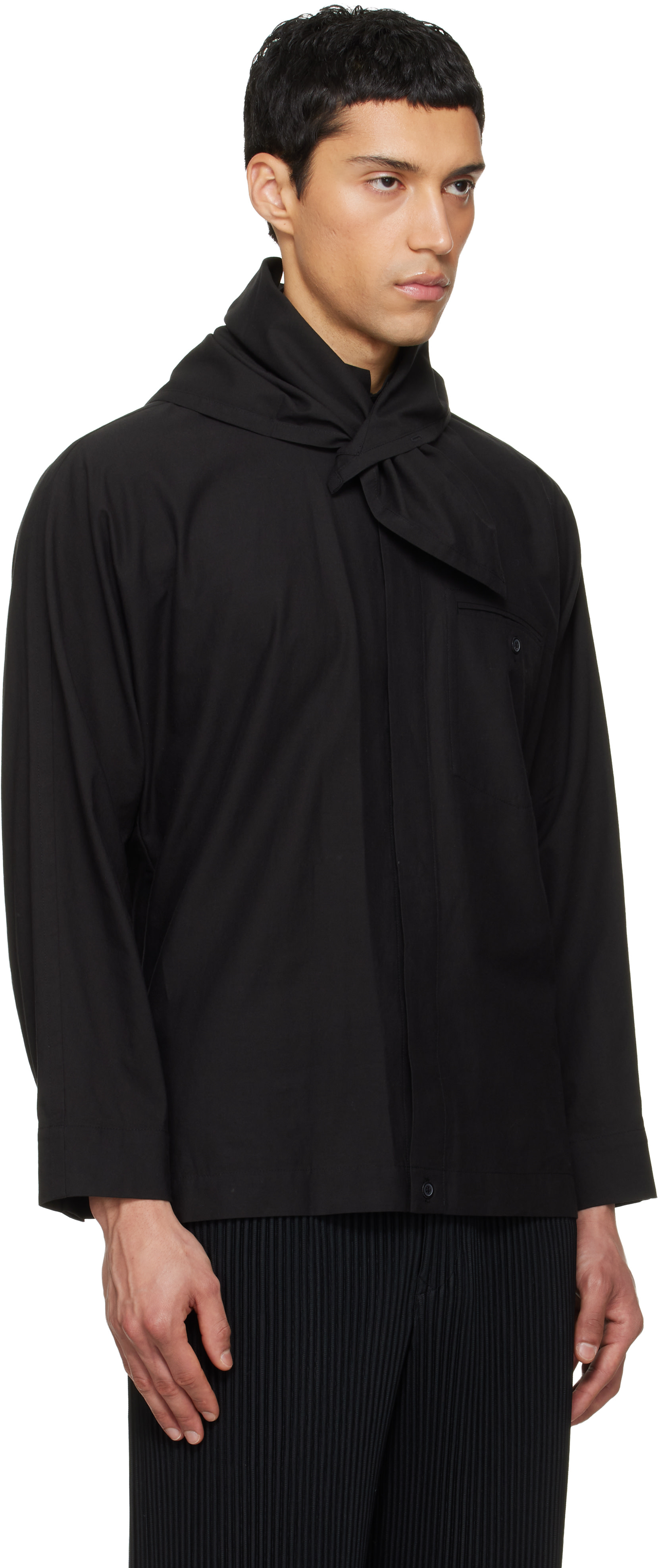 Homme Plisse Issei Miyake カットソー ブラック HOMME PLISSÉ ISSEY MIYAKE: Black Streamline Shirt | SSENSE