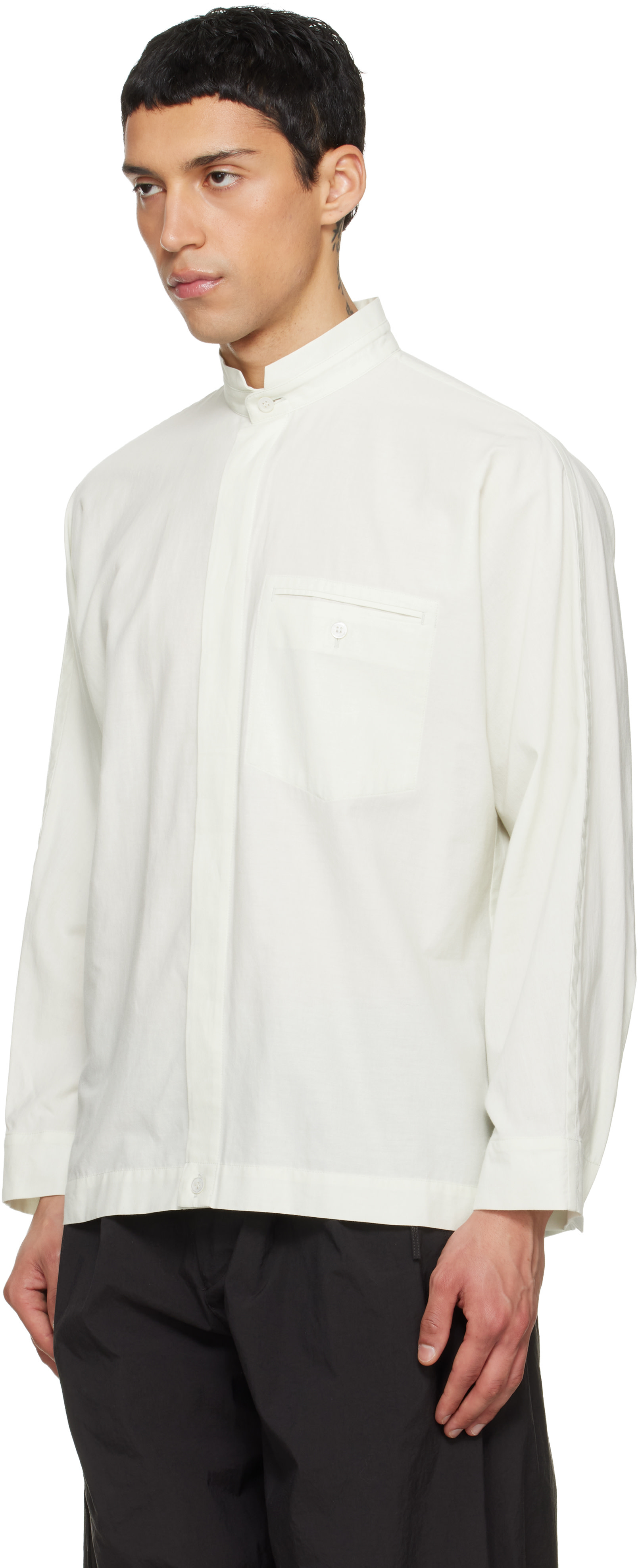 HOMME PLISSÉ ISSEY MIYAKE: Green Streamline Shirt | SSENSE