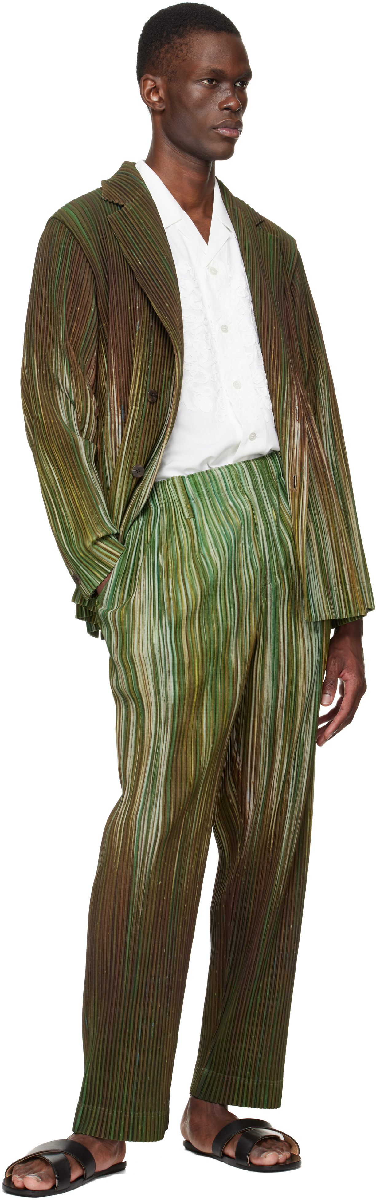 ジャケット・アウター HOMME PLISSE ISSEY MIYAKE 20AW BIG BRUSH HOMME PLISSÉ ISSEY MIYAKE: Green Paint Brush Close-Up Blazer