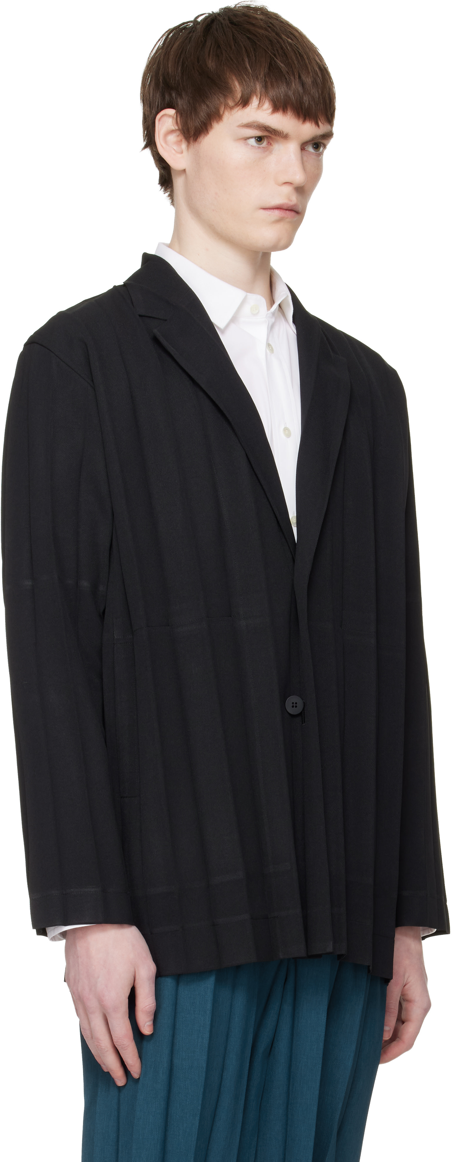 HOMME PLISSÉ ISSEY MIYAKE: Black Edge Ensemble Blazer | SSENSE