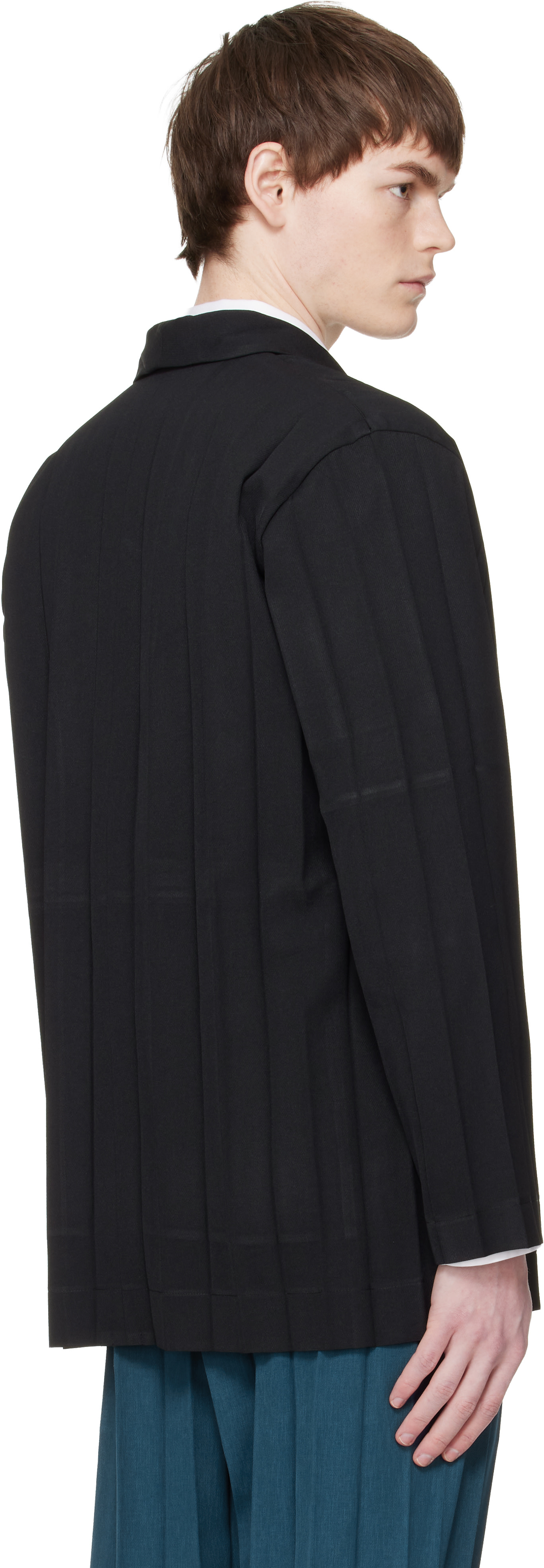 HOMME PLISSÉ ISSEY MIYAKE: Black Edge Ensemble Blazer | SSENSE