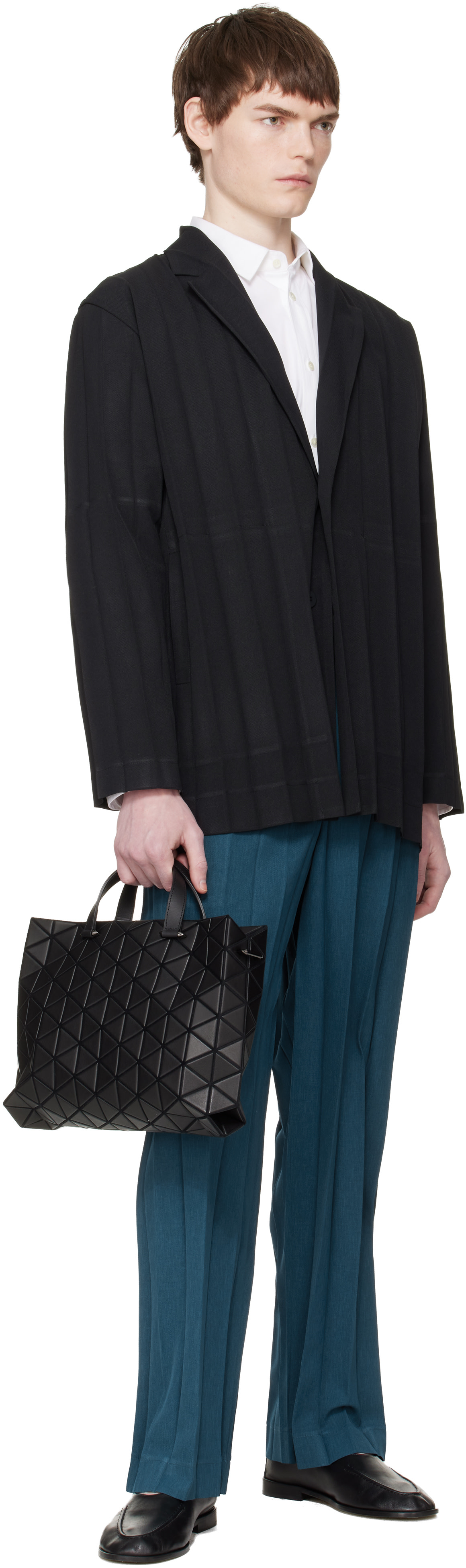 HOMME PLISSÉ ISSEY MIYAKE: Black Edge Ensemble Blazer | SSENSE