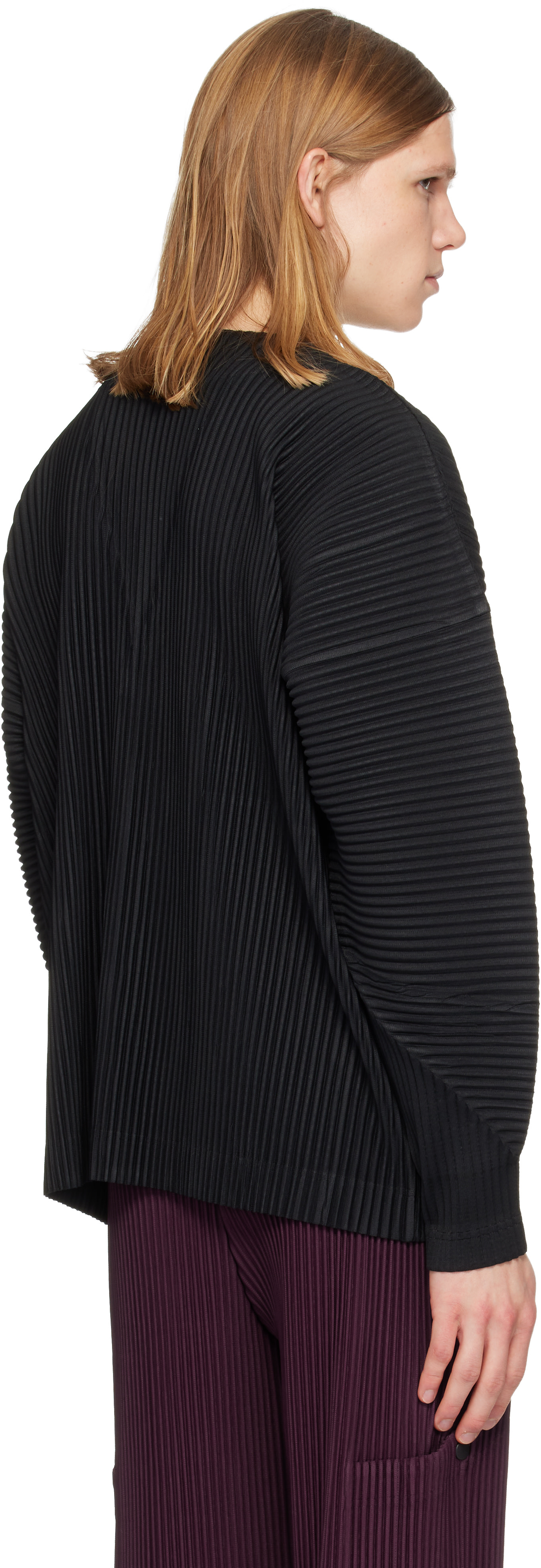 HOMME PLISSÉ ISSEY MIYAKE: Black Monthly Colors October Cardigan