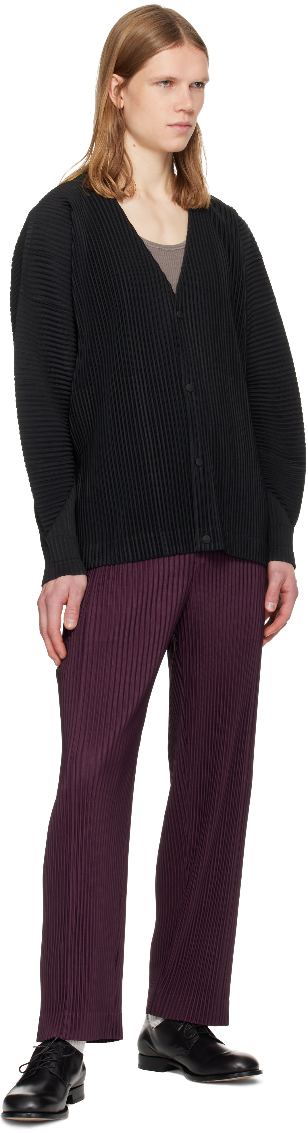 HOMME PLISSÉ ISSEY MIYAKE: Black Monthly Colors October Cardigan