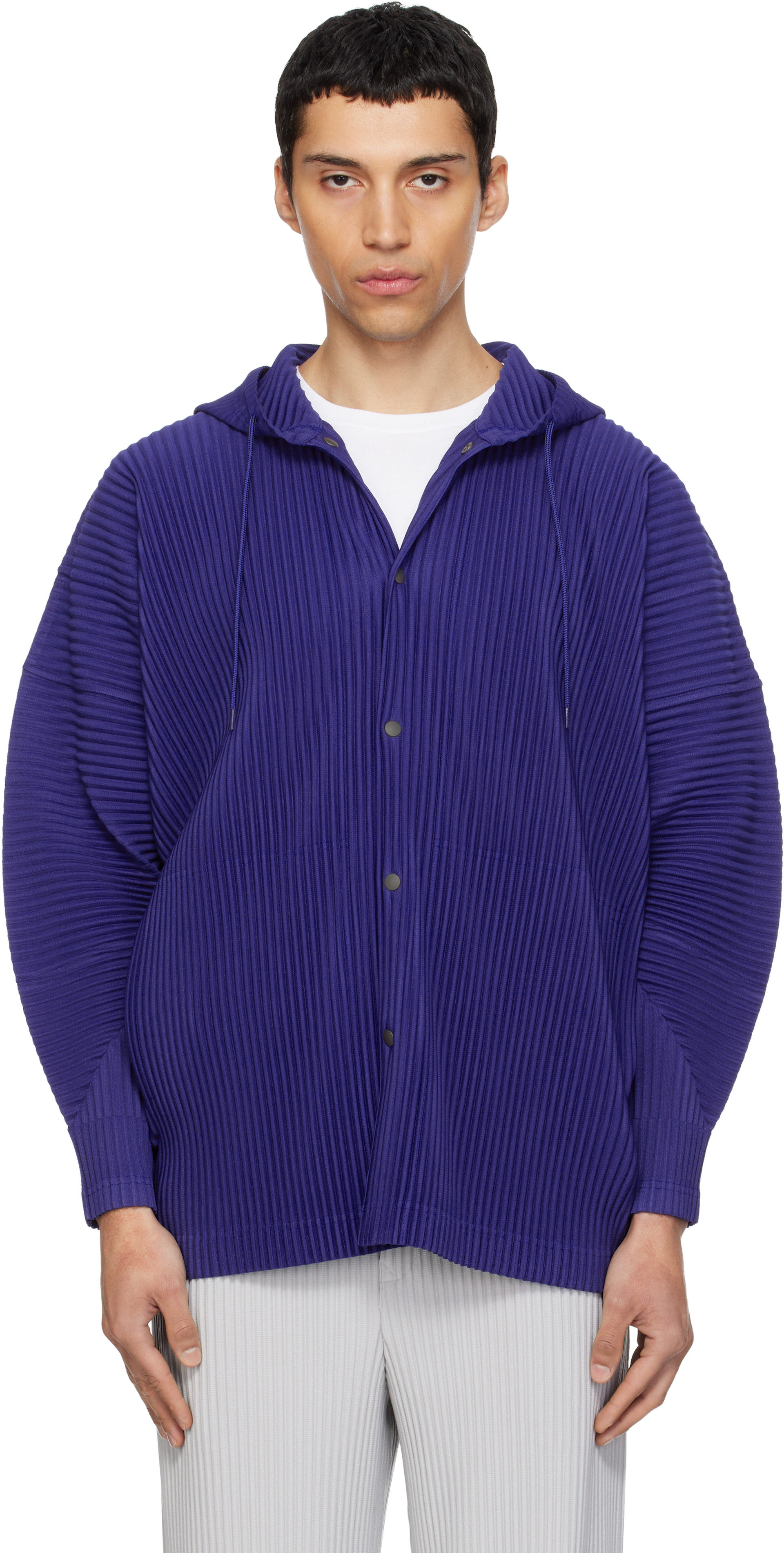 homme plisse issey miyake ネイビー HOMME PLISSÉ ISSEY MIYAKE: Navy Monthly Colors February Hoodie