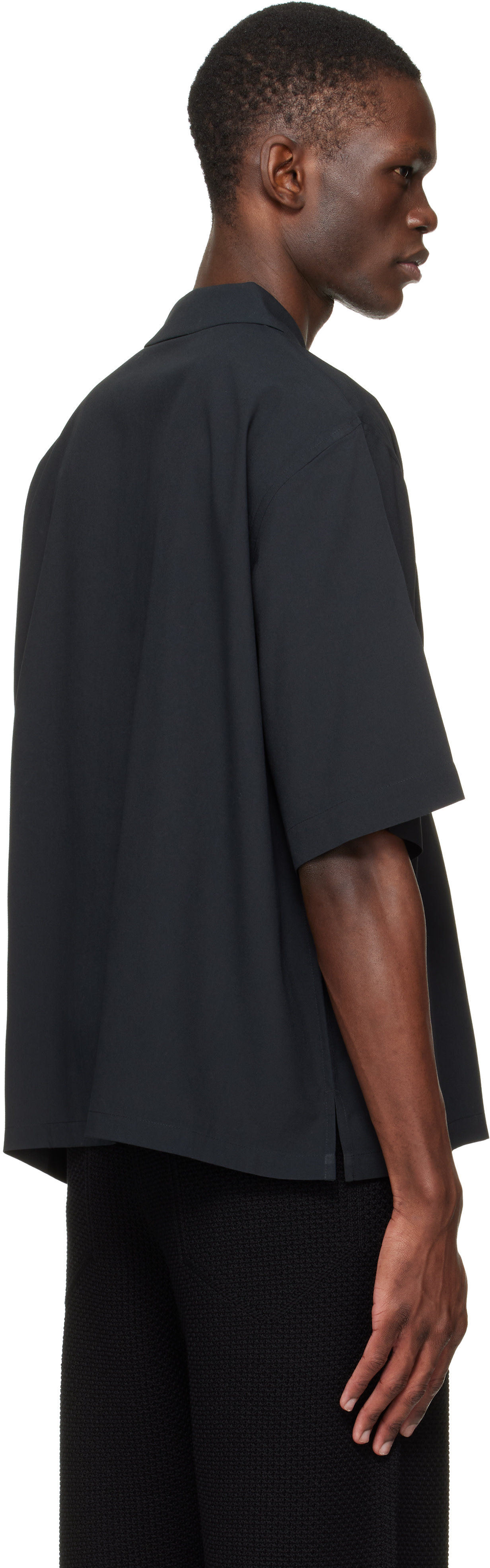HOMME PLISSÉ ISSEY MIYAKE: Black Embroidery Press Shirt | SSENSE