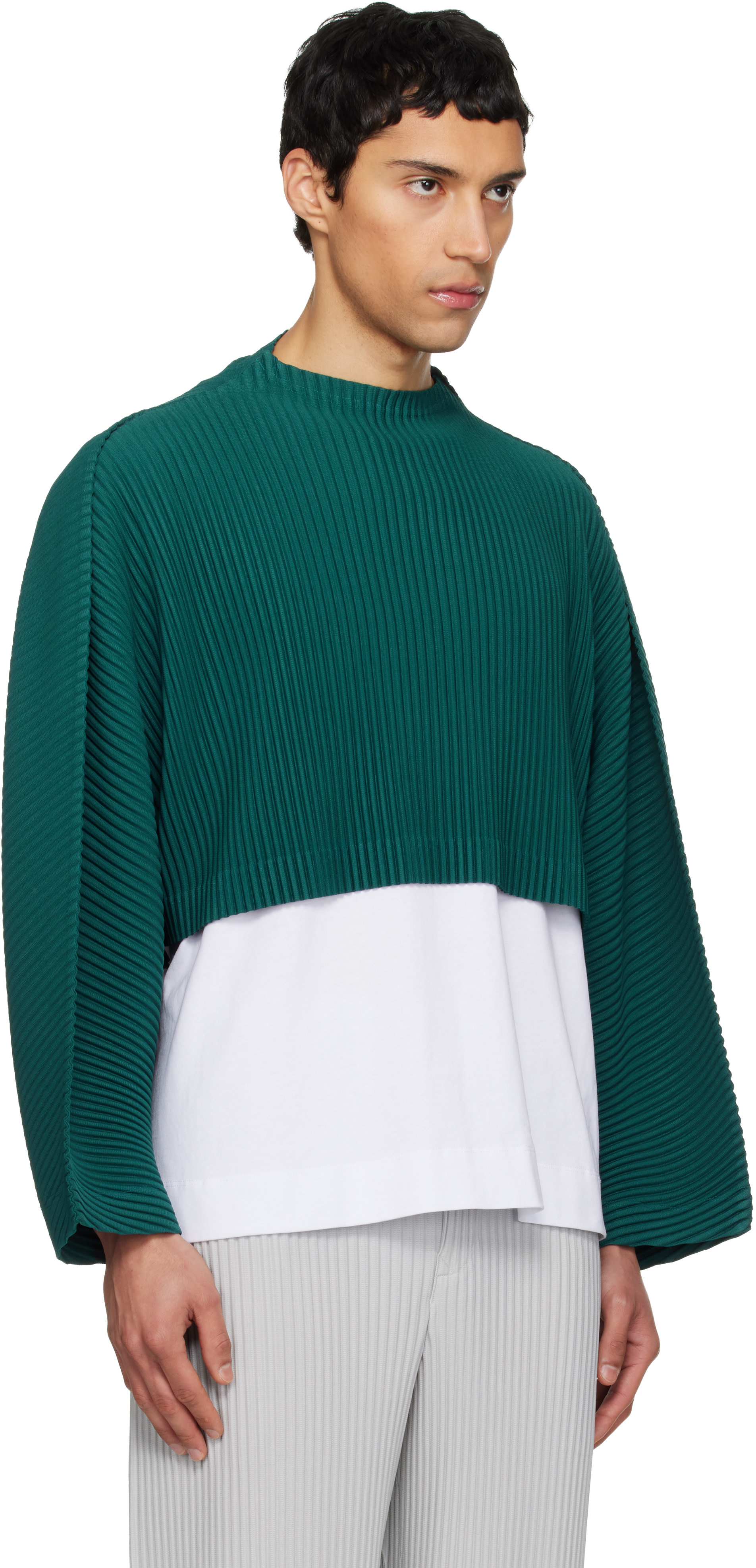 HOMME PLISSÉ ISSEY MIYAKE: Green Color Pleats 1 Top | SSENSE