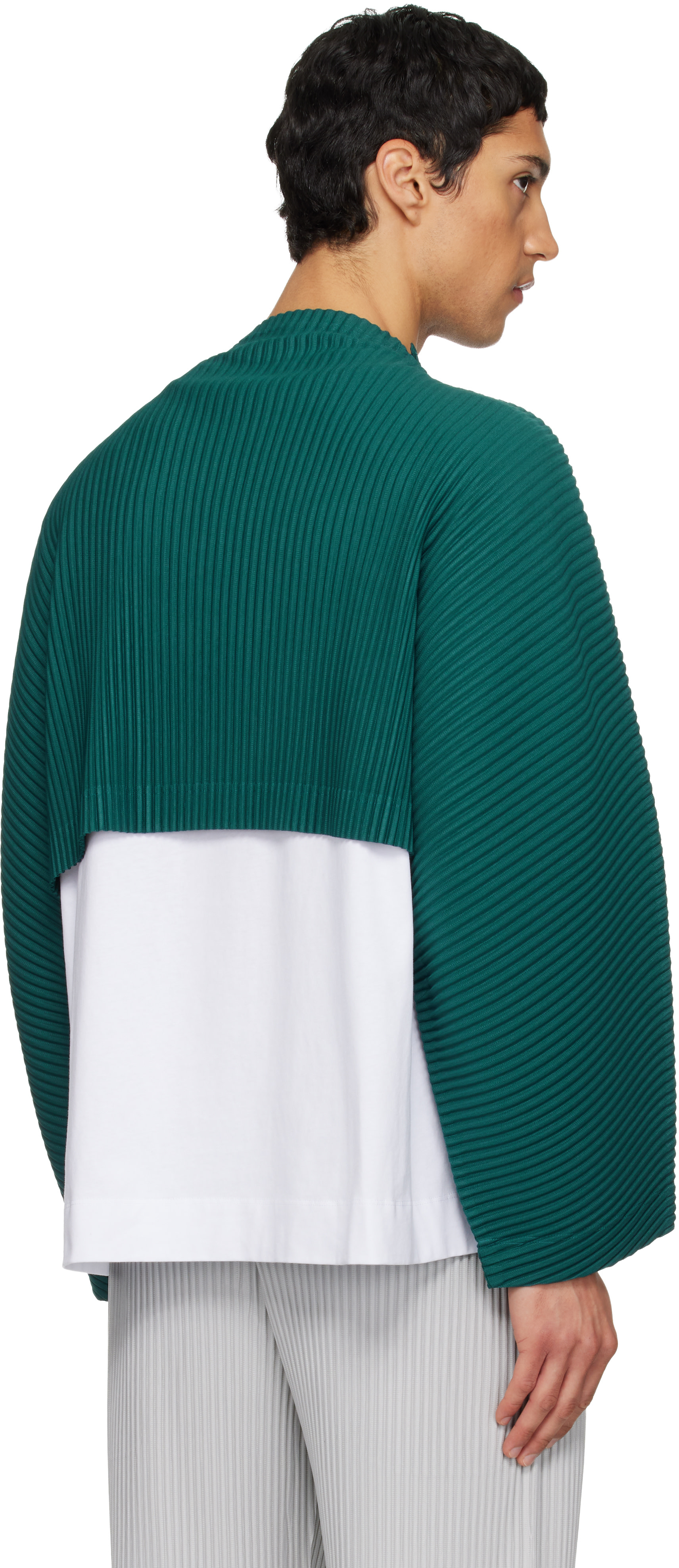 HOMME PLISSÉ ISSEY MIYAKE: Green Color Pleats 1 Top | SSENSE