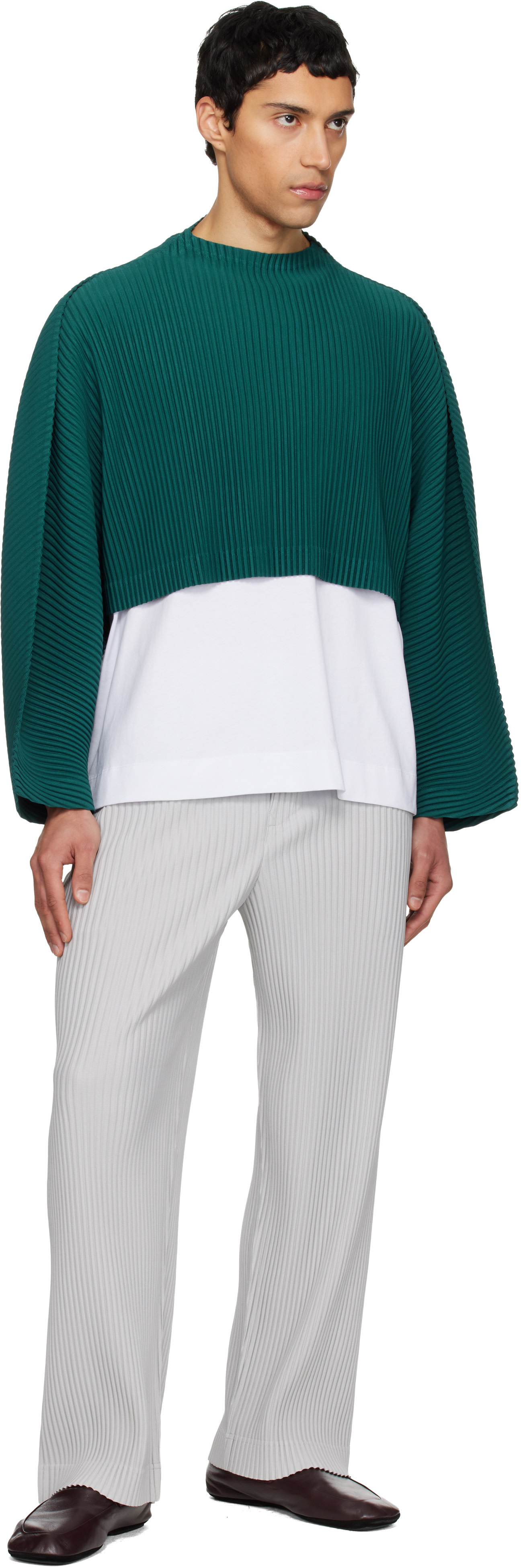HOMME PLISSÉ ISSEY MIYAKE: Green Color Pleats 1 Top | SSENSE