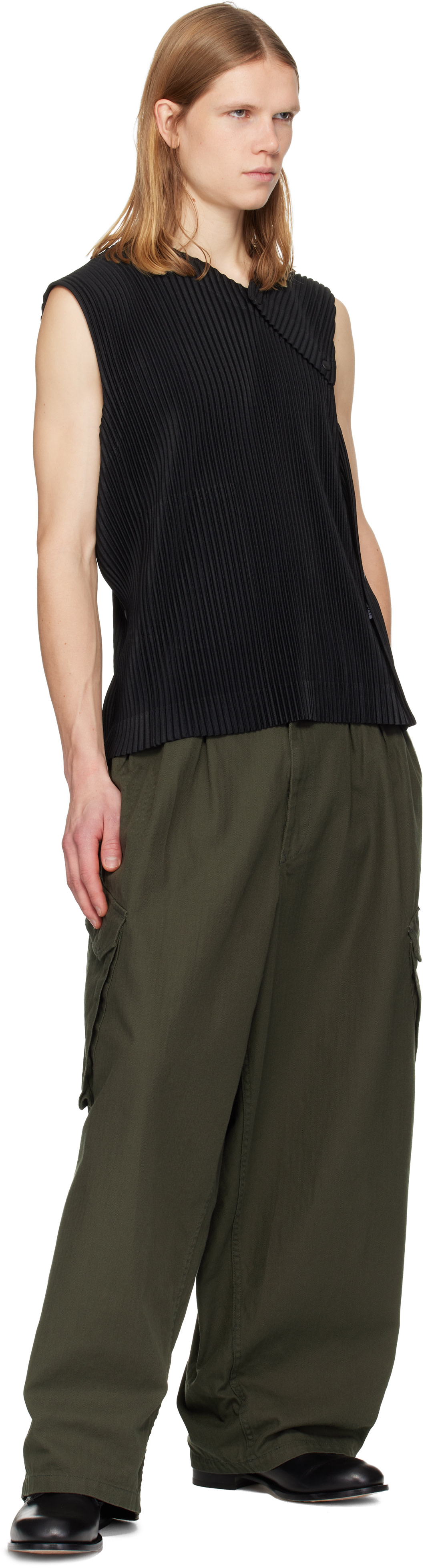 HOMME PLISSÉ ISSEY MIYAKE: Black Stone Cloud Tank Top | SSENSE