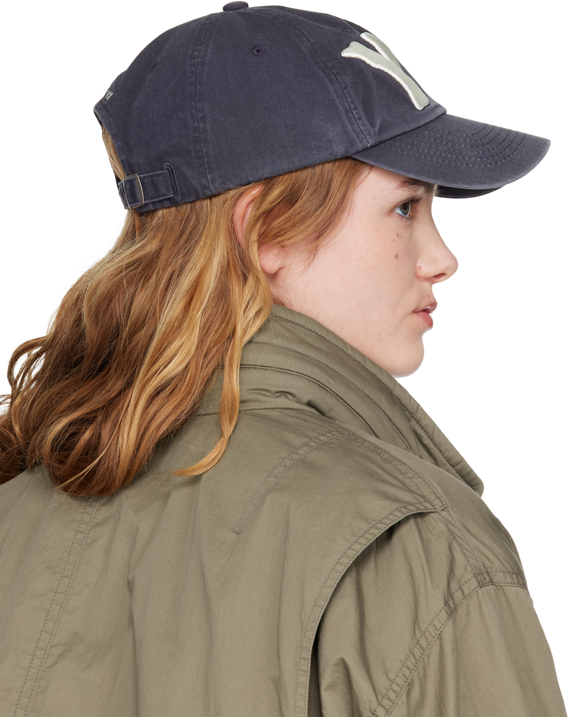 OPEN YY: Navy 'YY' Heart Bone Ball Cap | SSENSE