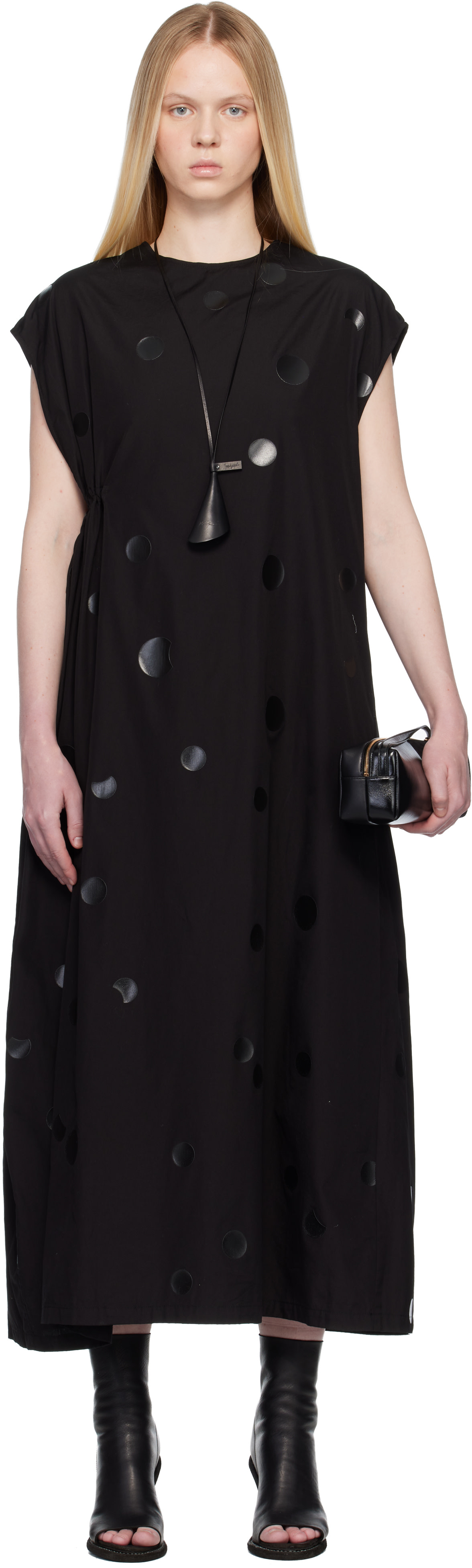 Y's - Robe longue noire à fronces
