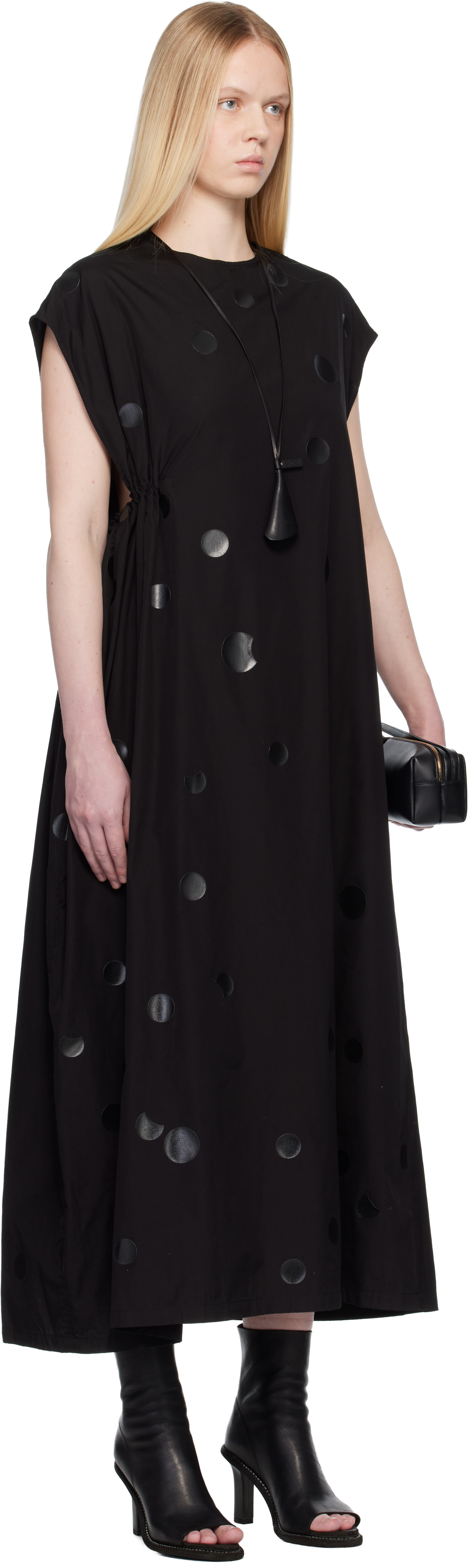 Y's - Robe longue noire à fronces