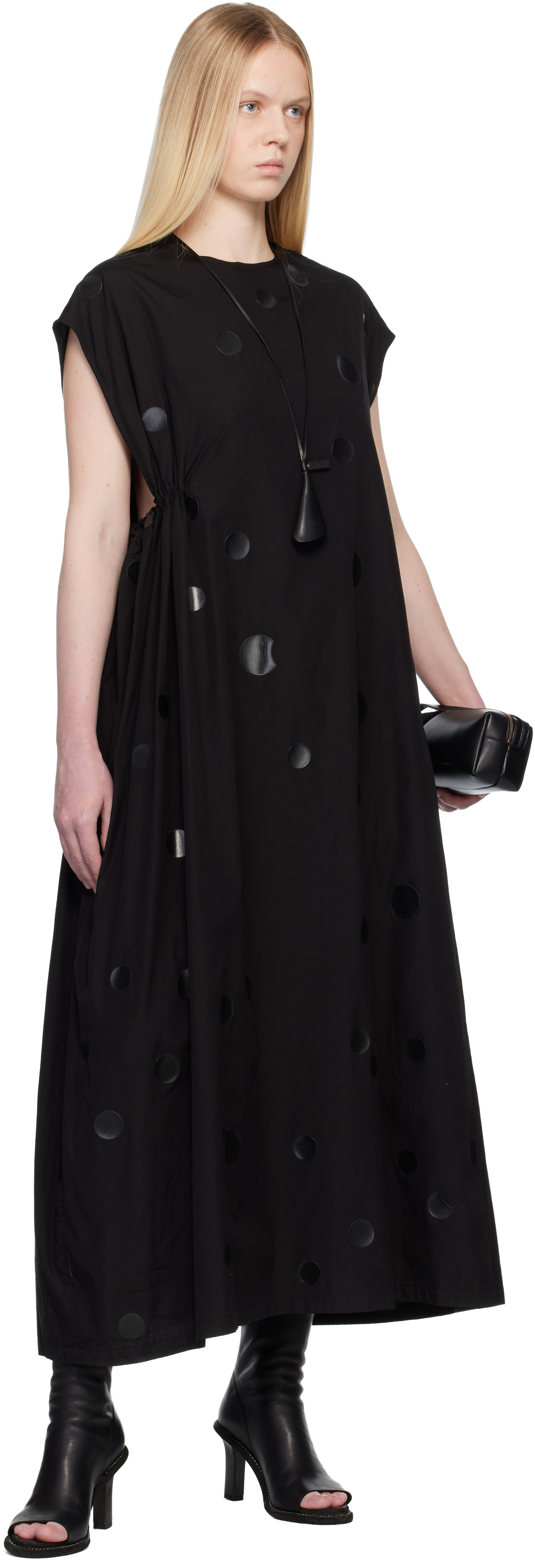 Y's - Robe longue noire à fronces