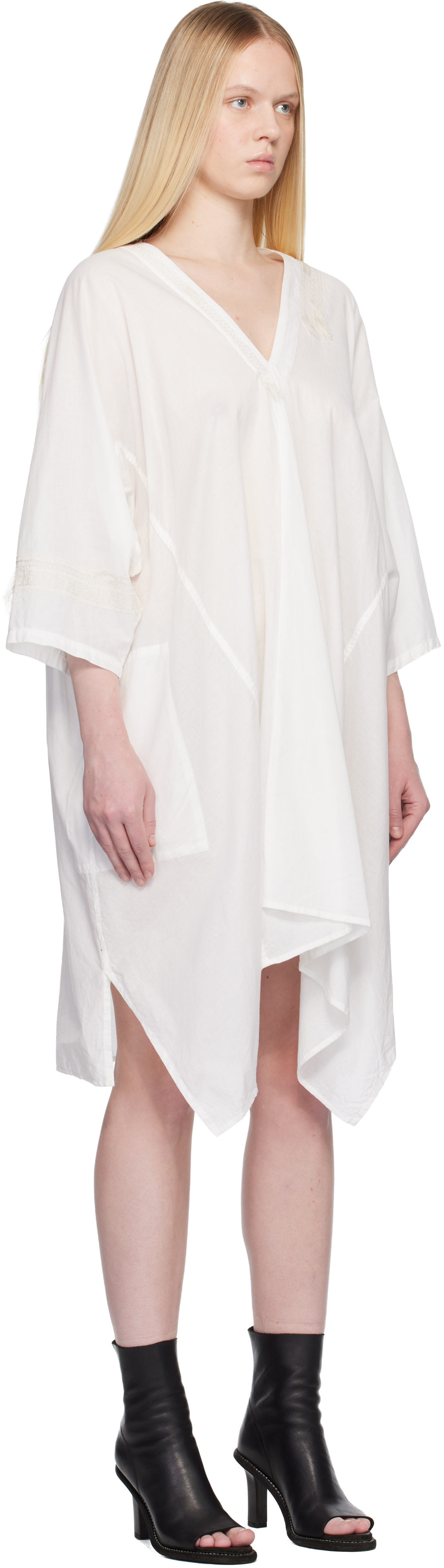 Y's - Robe midi blanche en linon de coton