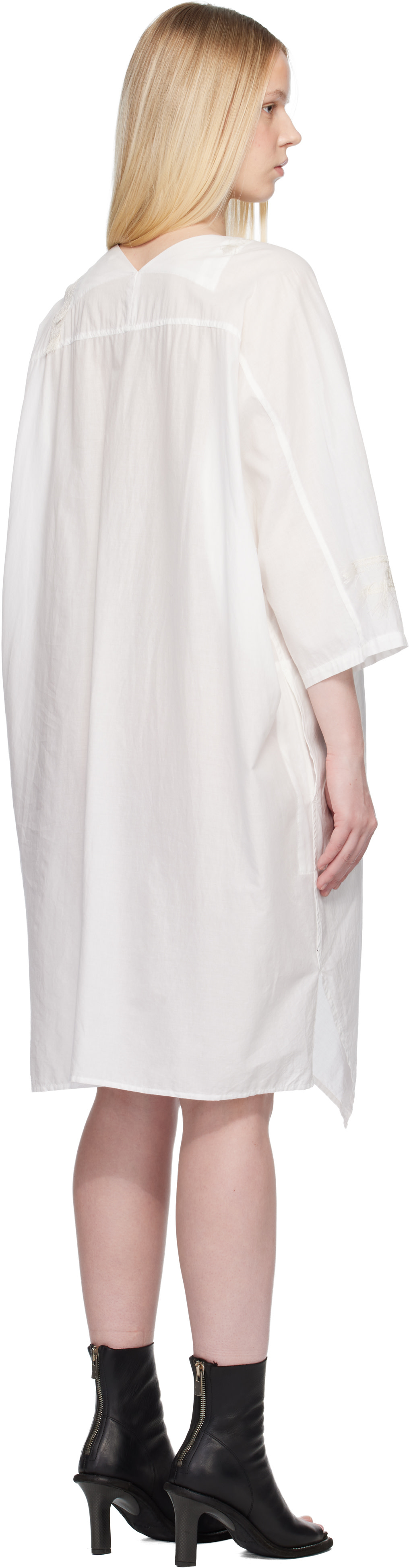 Y's - Robe midi blanche en linon de coton