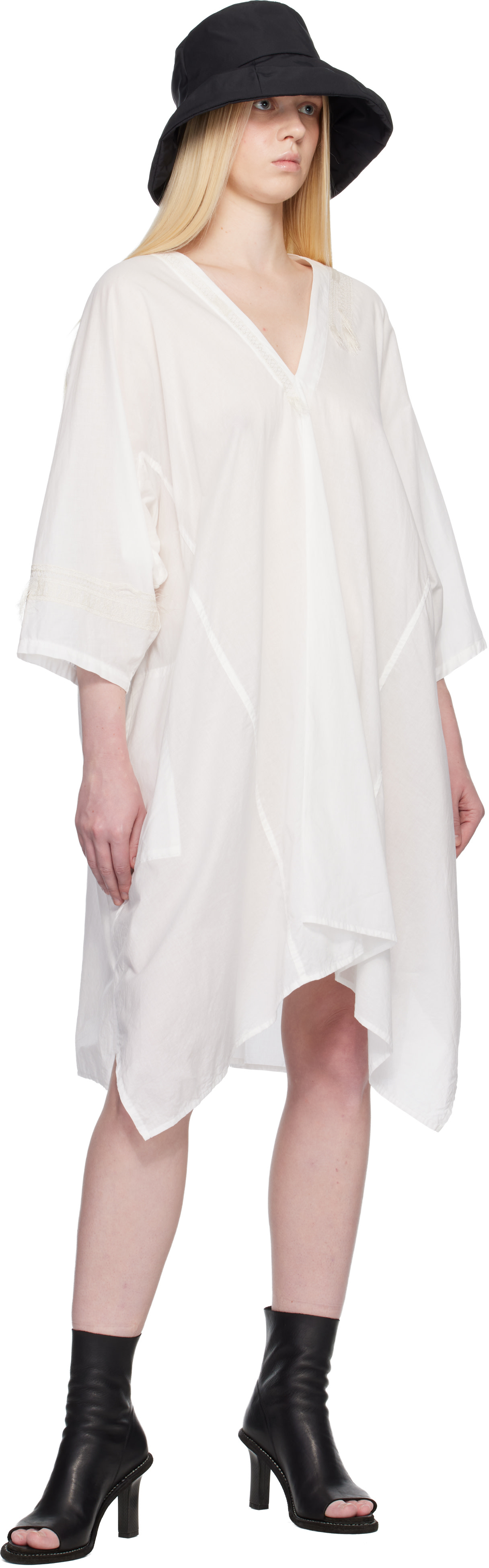 Y's - Robe midi blanche en linon de coton
