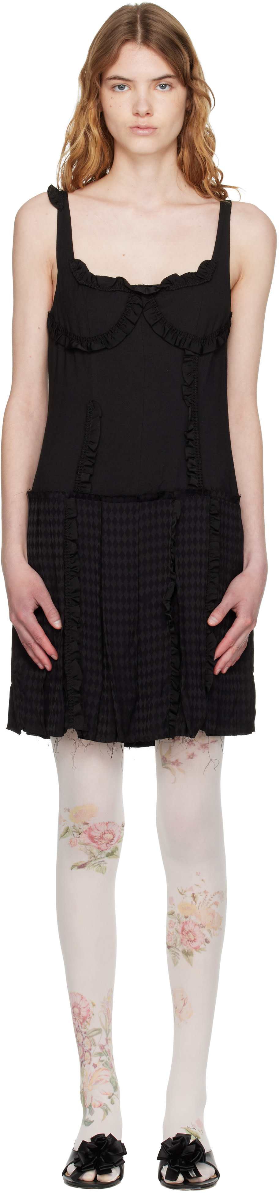 OPEN YY - Robe midi noire à plis
