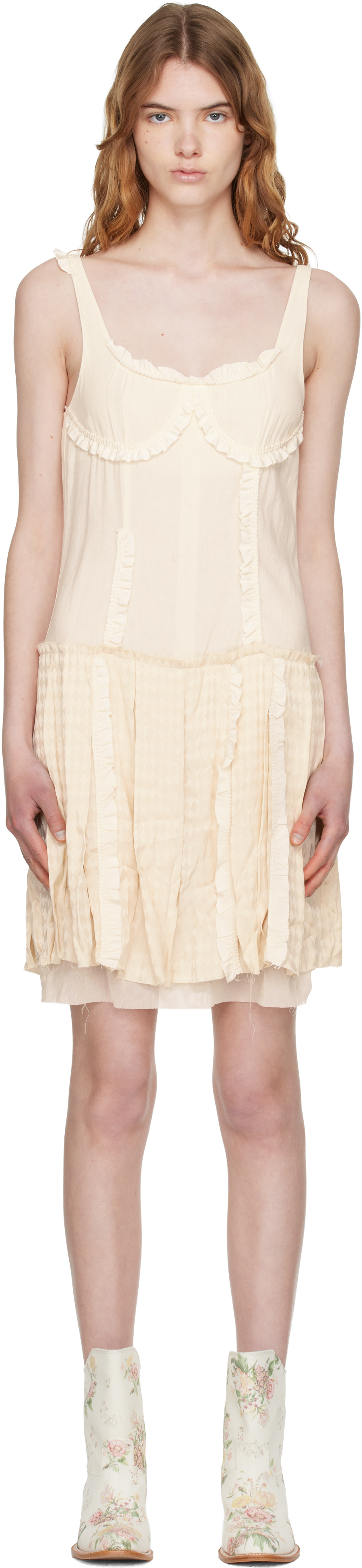 OPEN YY - Robe midi blanc cassé à plis