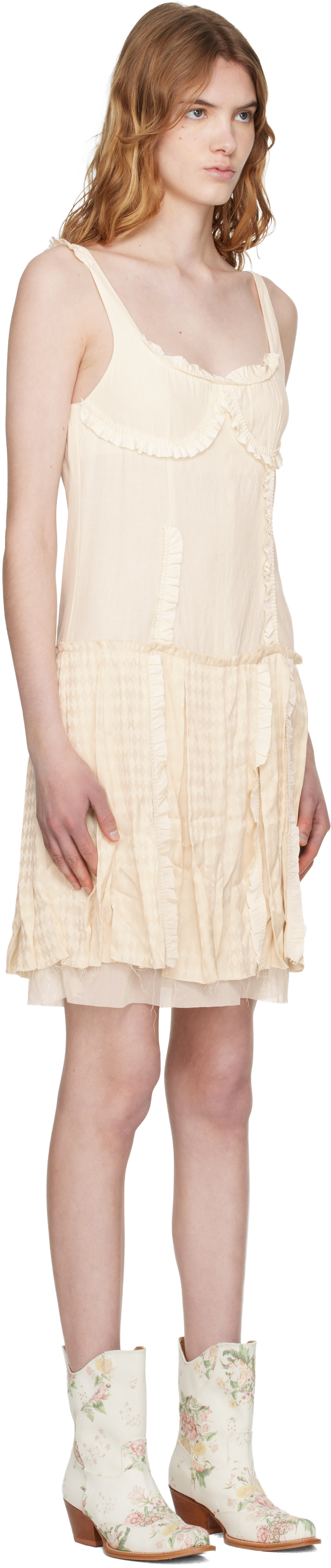 OPEN YY - Robe midi blanc cassé à plis