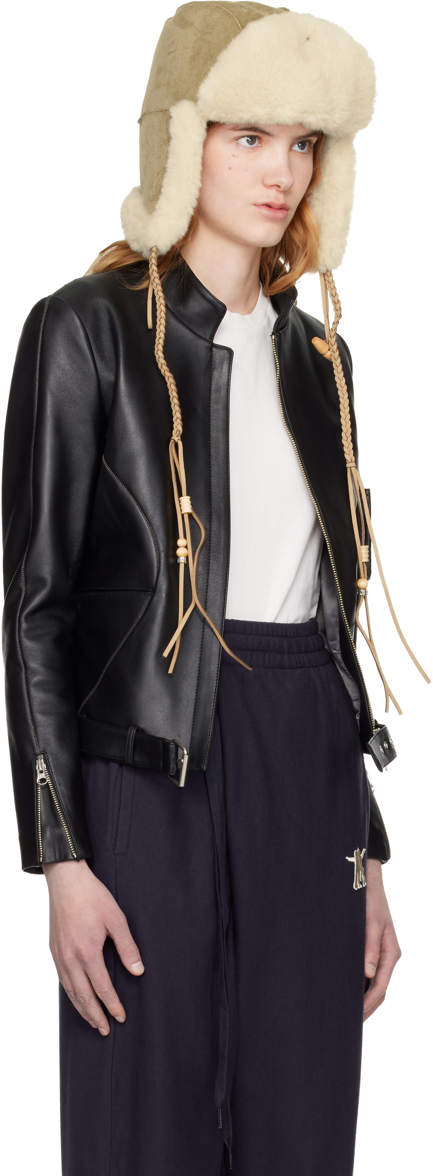 OPEN YY - Black Leather Radius Motor Jacket