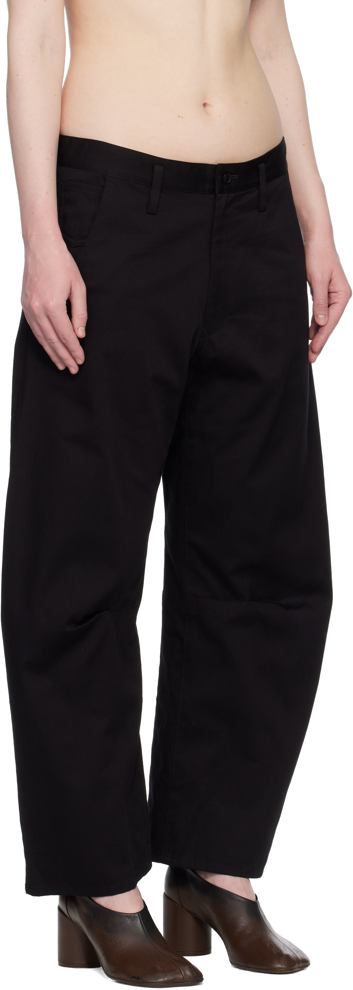 Y's - Pantalon ample noir en sergé de coton