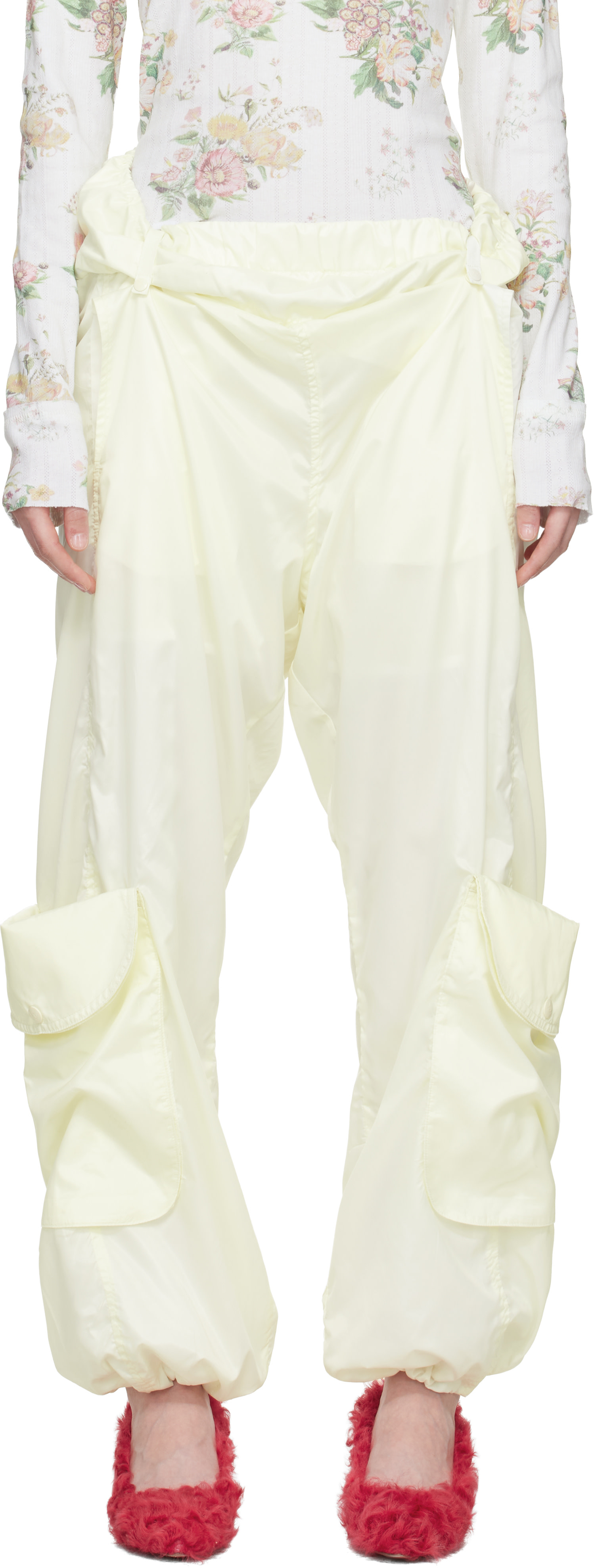 OPEN YY: Yellow Rolled Waist Cargo Wind Cargo Pants | SSENSE