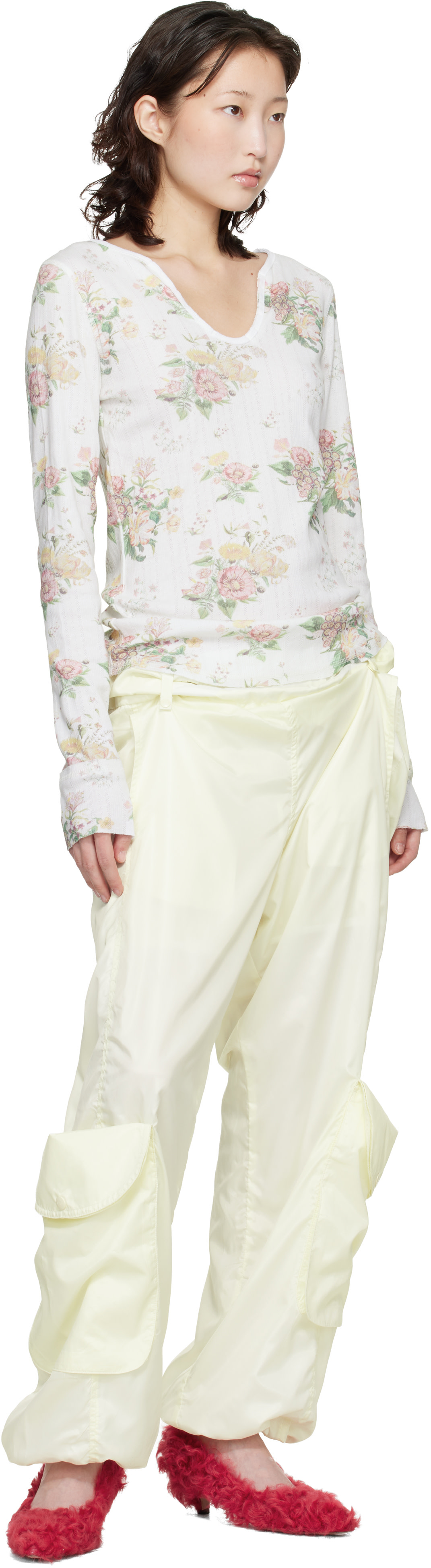 OPEN YY: Yellow Rolled Waist Cargo Wind Cargo Pants | SSENSE