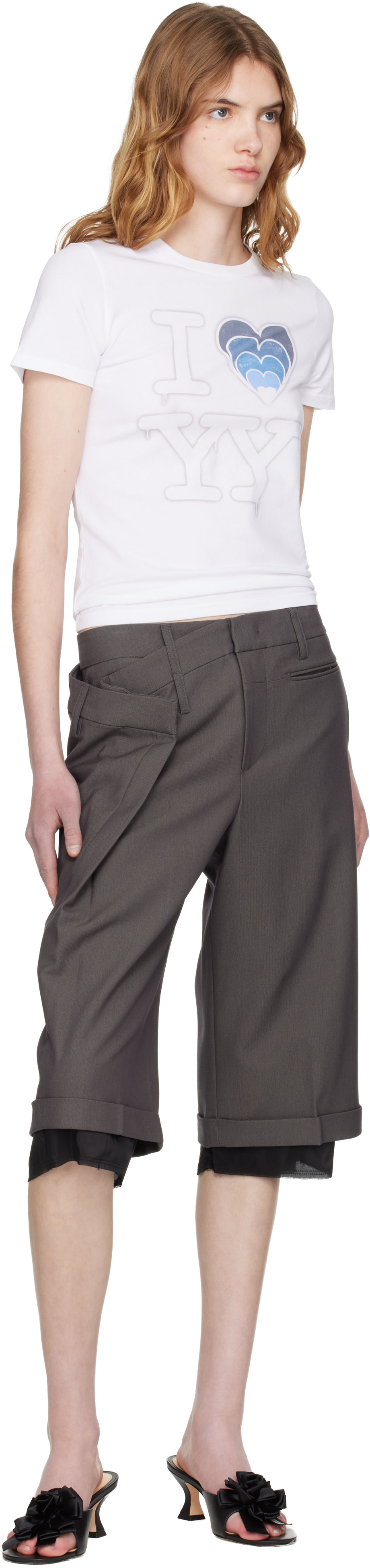 OPEN YY - Short gris à assemblage de style portefeuille
