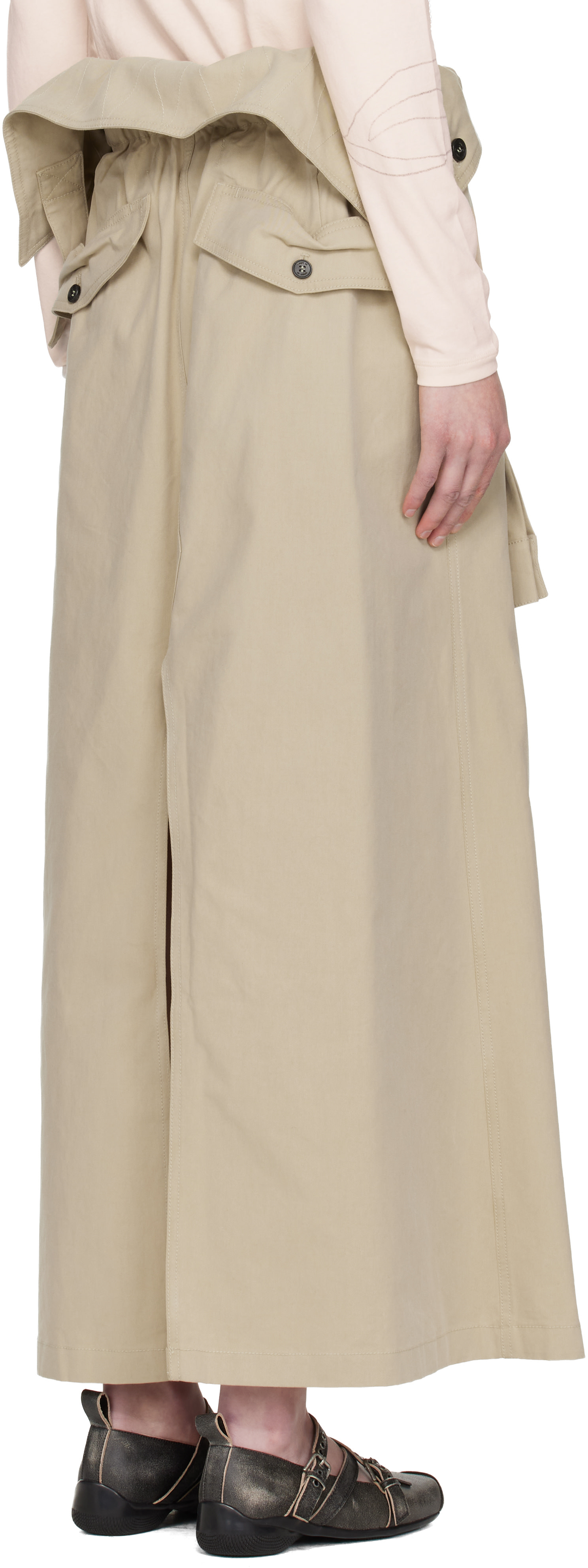 OPEN YY: Beige Wrap Trench Midi Skirt | SSENSE