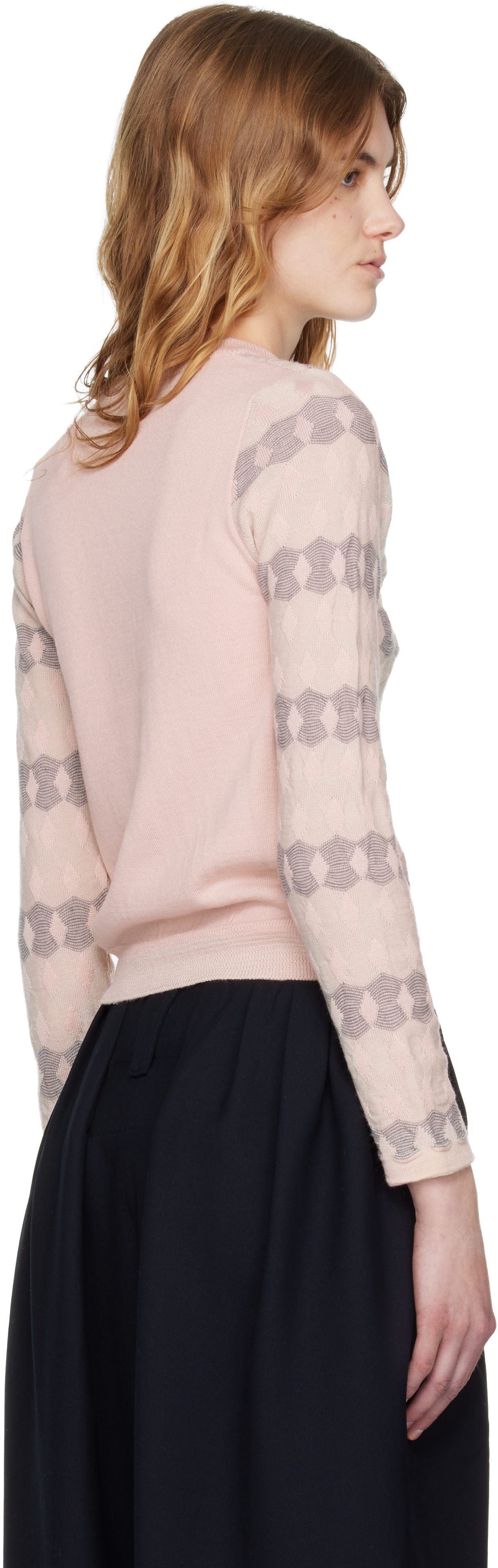 OPEN YY - Pull rose à motif en jacquard
